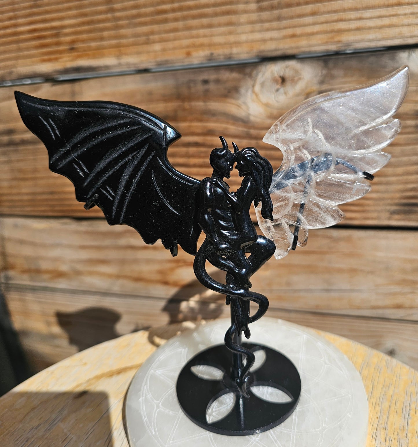 Black Obsidian-Clear Quartz Wings