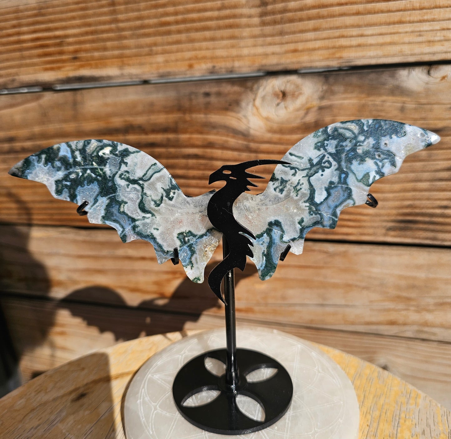 Moss Agate Dragon Wings