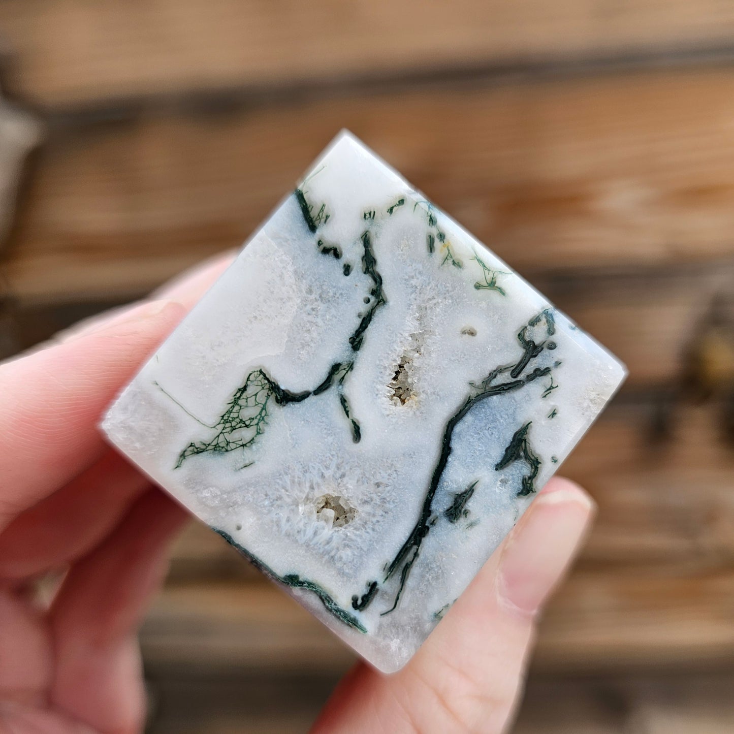 Druzy Moss Agate Cube *A