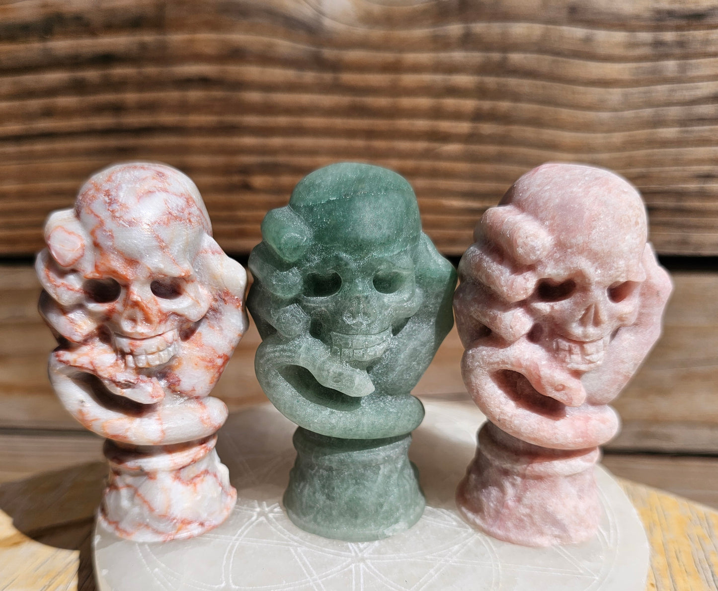 Pink Opal Skull Hand