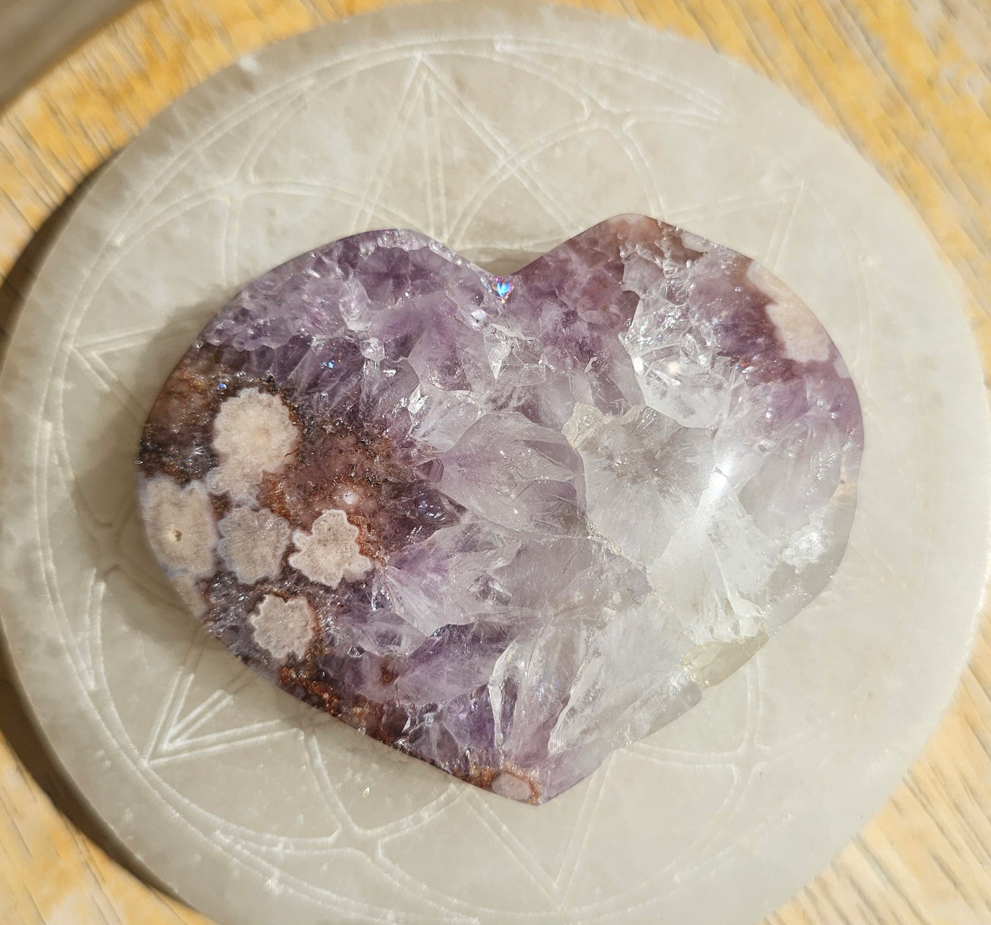 Pink Amethyst Flower Agate Heart #1