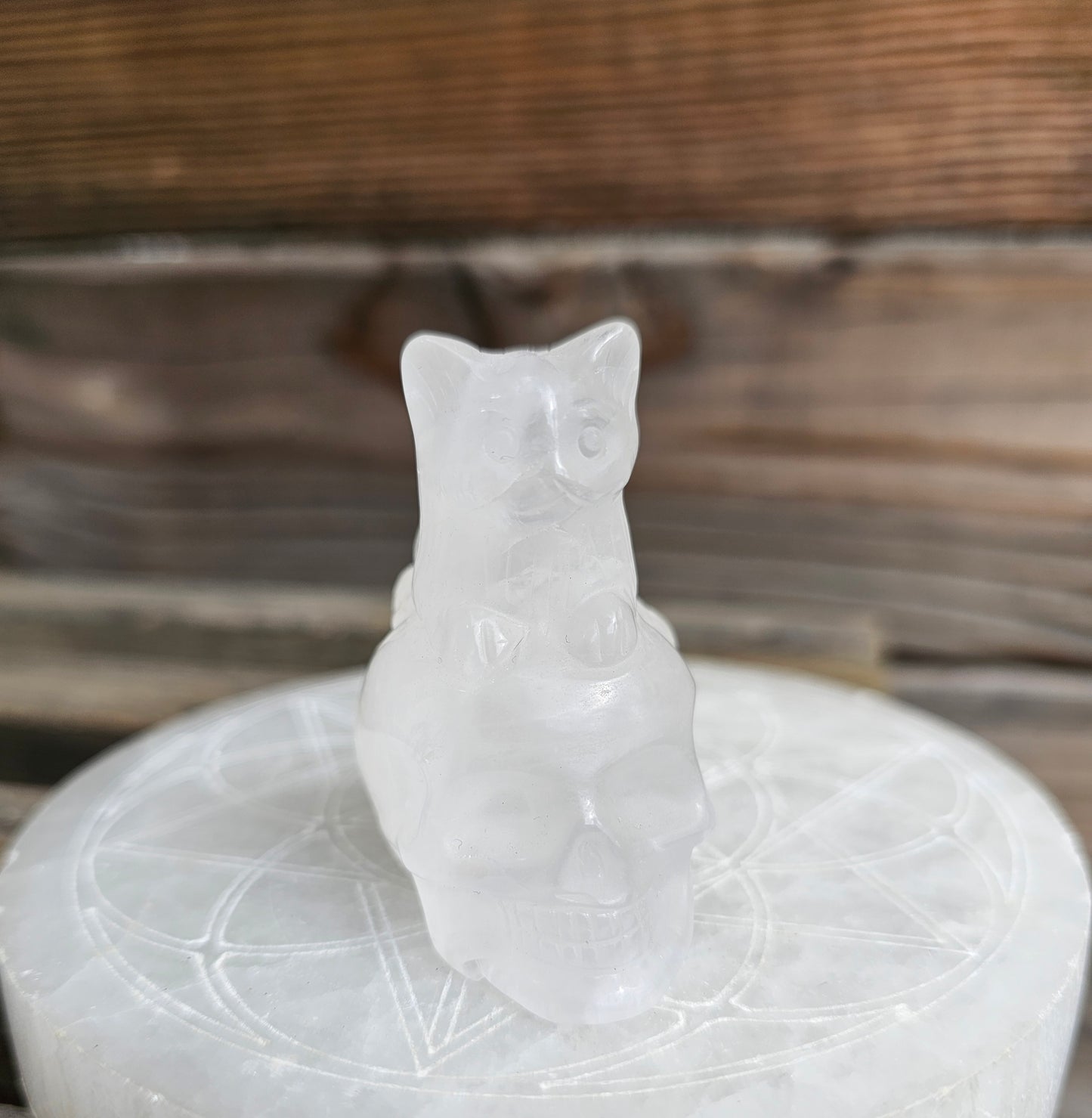 Milky Quartz Kitty Skull
