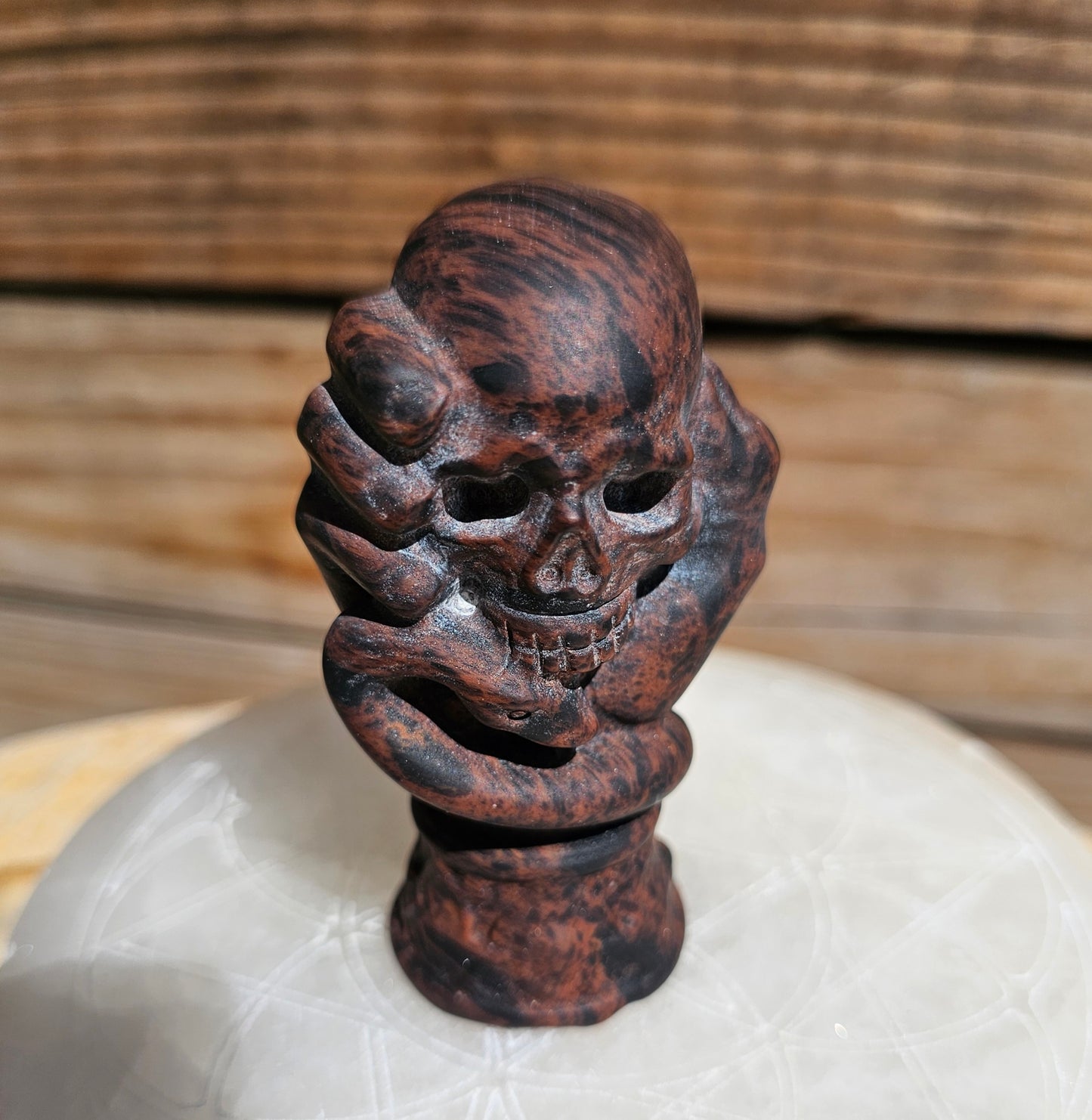 Mahogany Obsidian Skull Hand