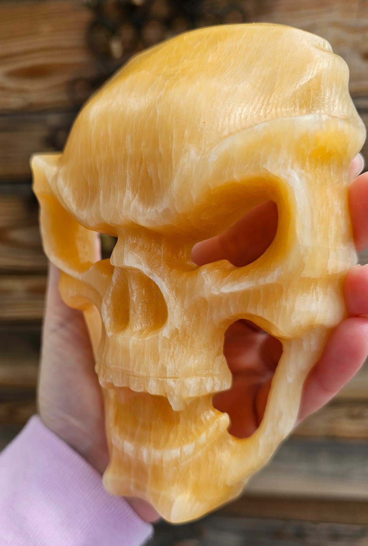 XL Orange Calcite Skull Mask