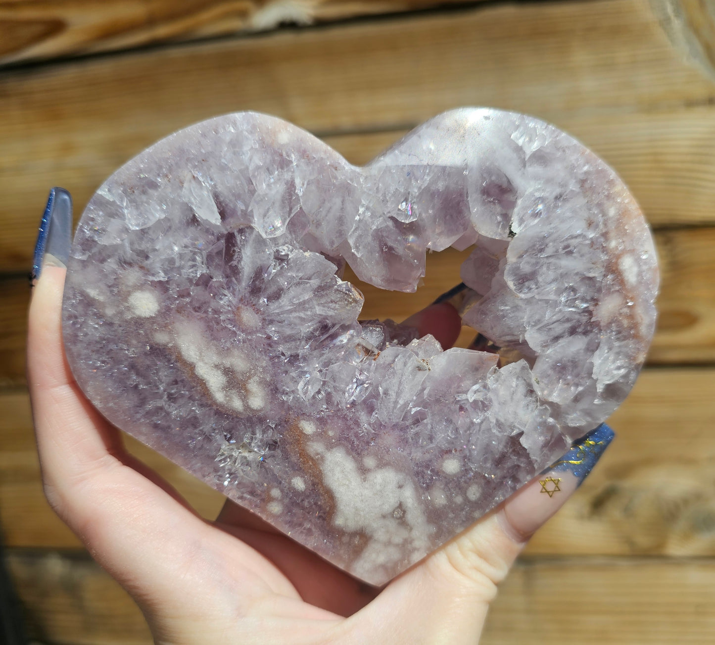 Amethyst Flower Agate Heart #5