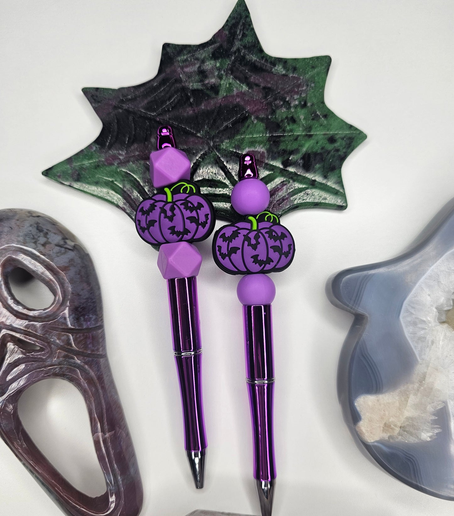 Midnight Pumpkin Beaded Pen