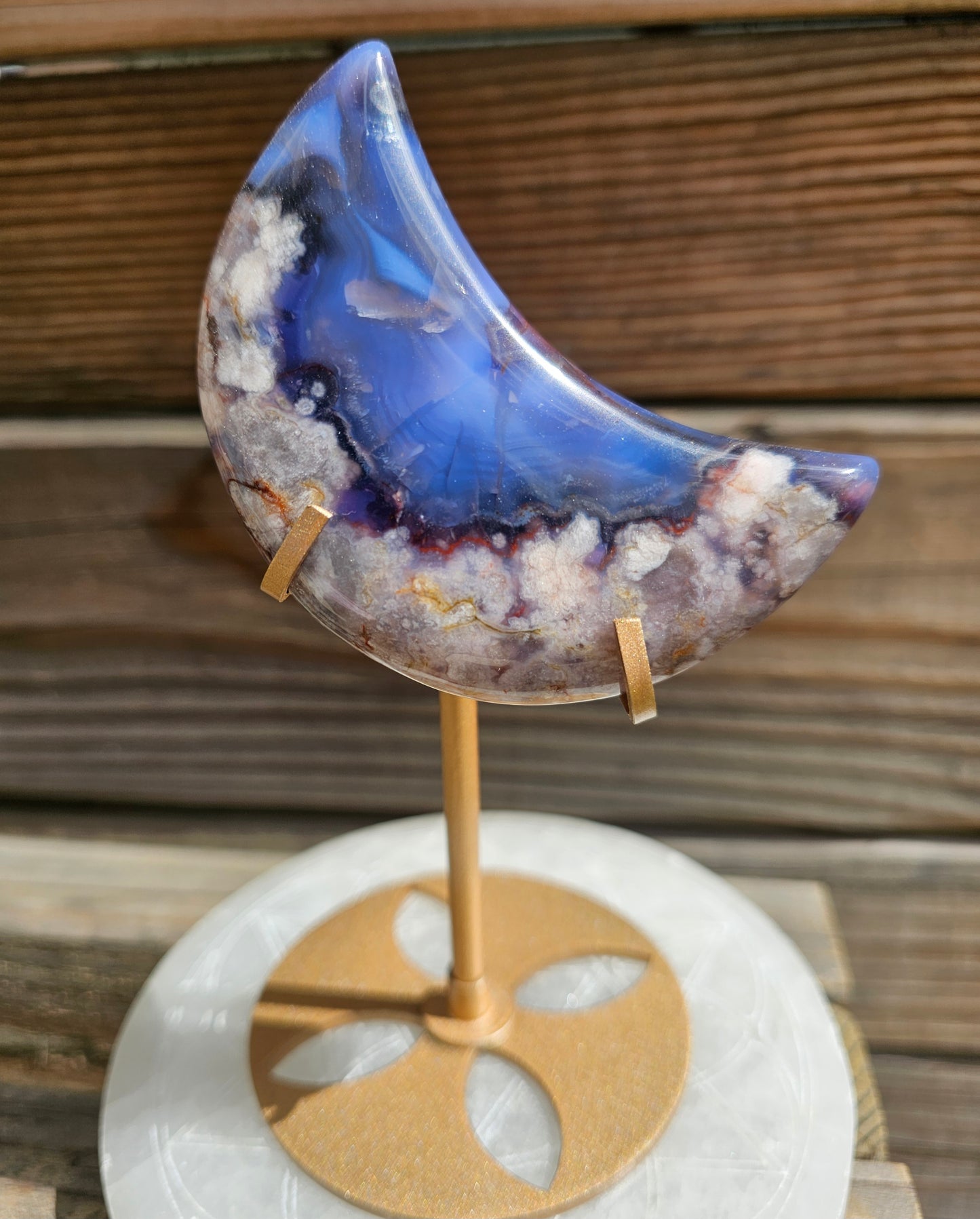 Blue Flower Agate Moon *C