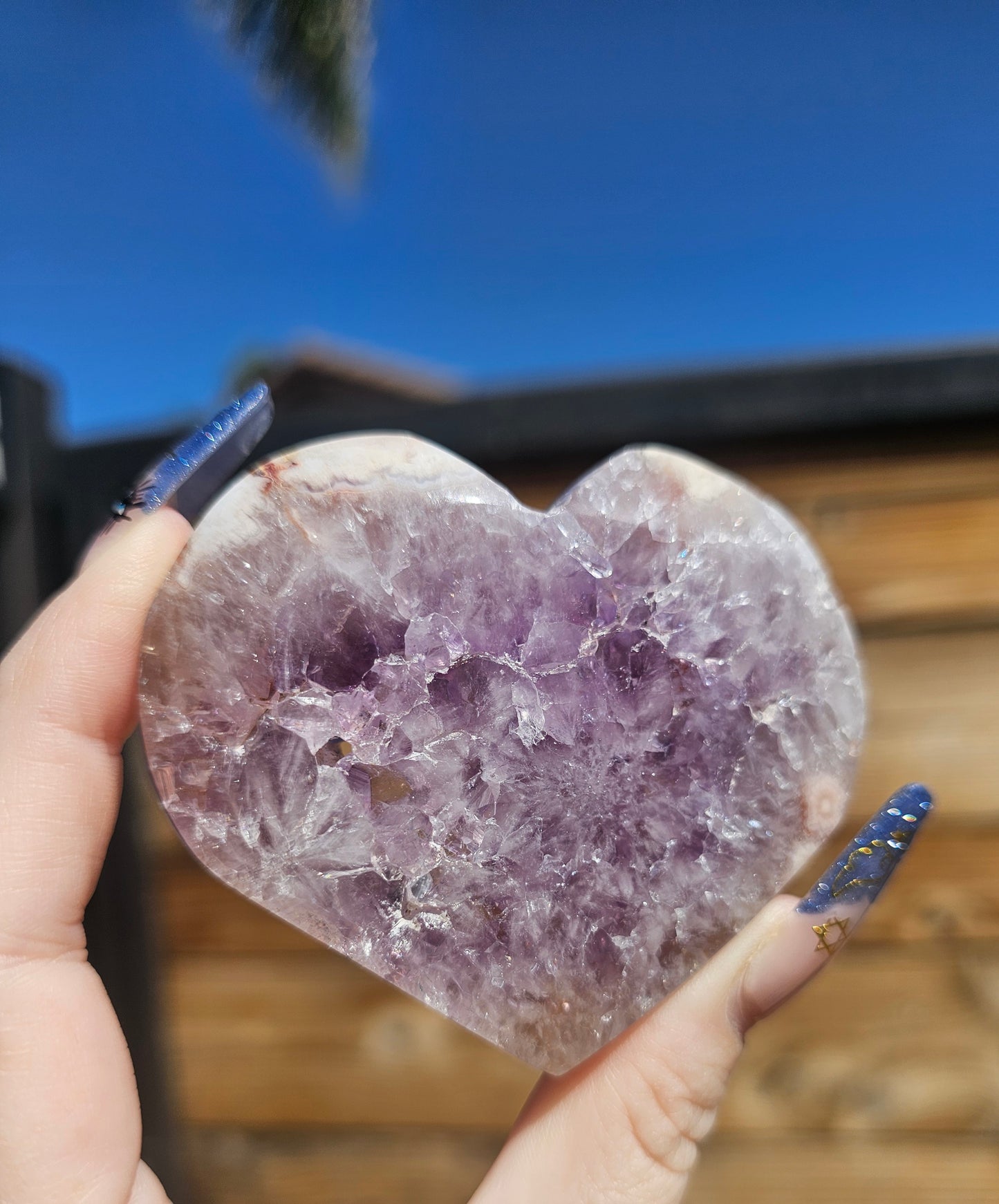 Amethyst-Flower Agate Heart #1