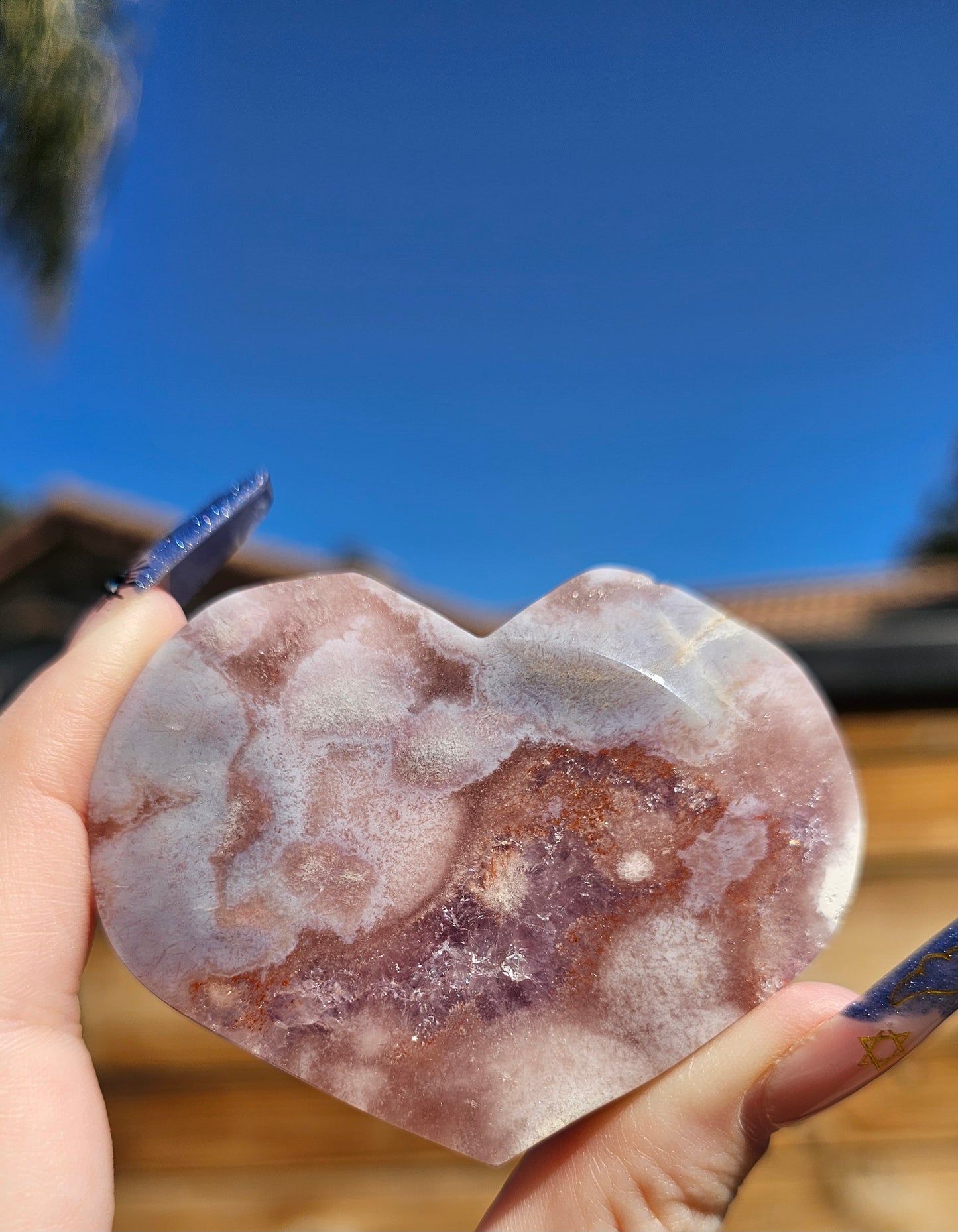 Amethyst-Flower Agate Heart #3