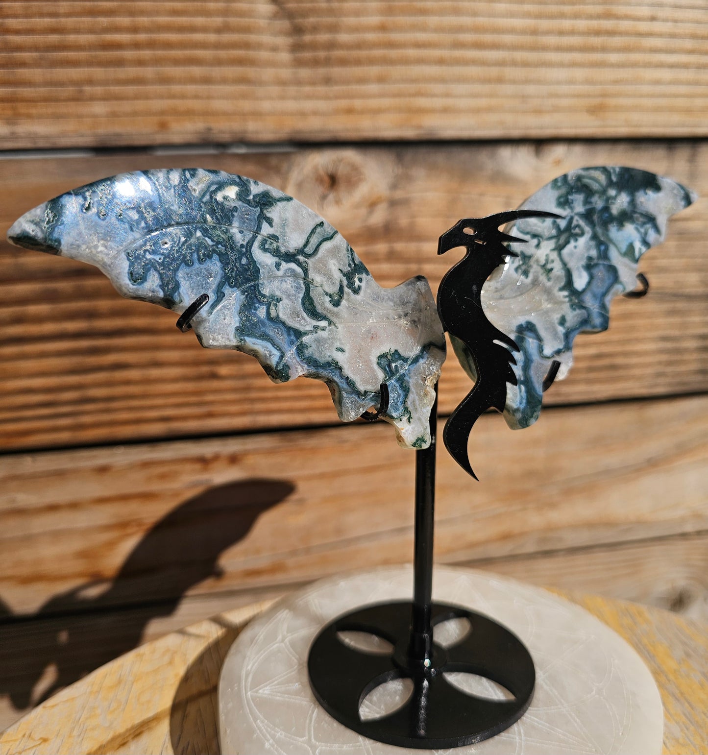 Moss Agate Dragon Wings