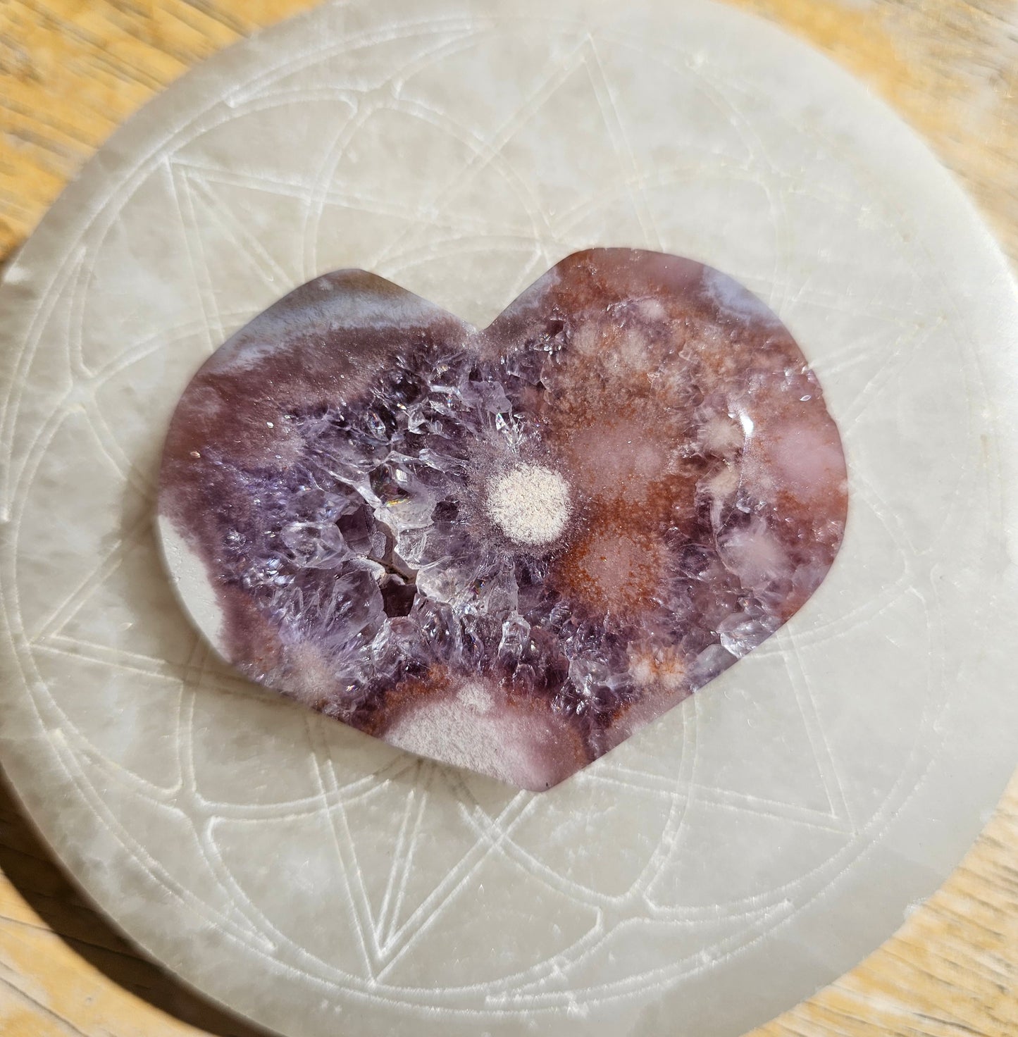 Amethyst-Flower Agate Heart #3