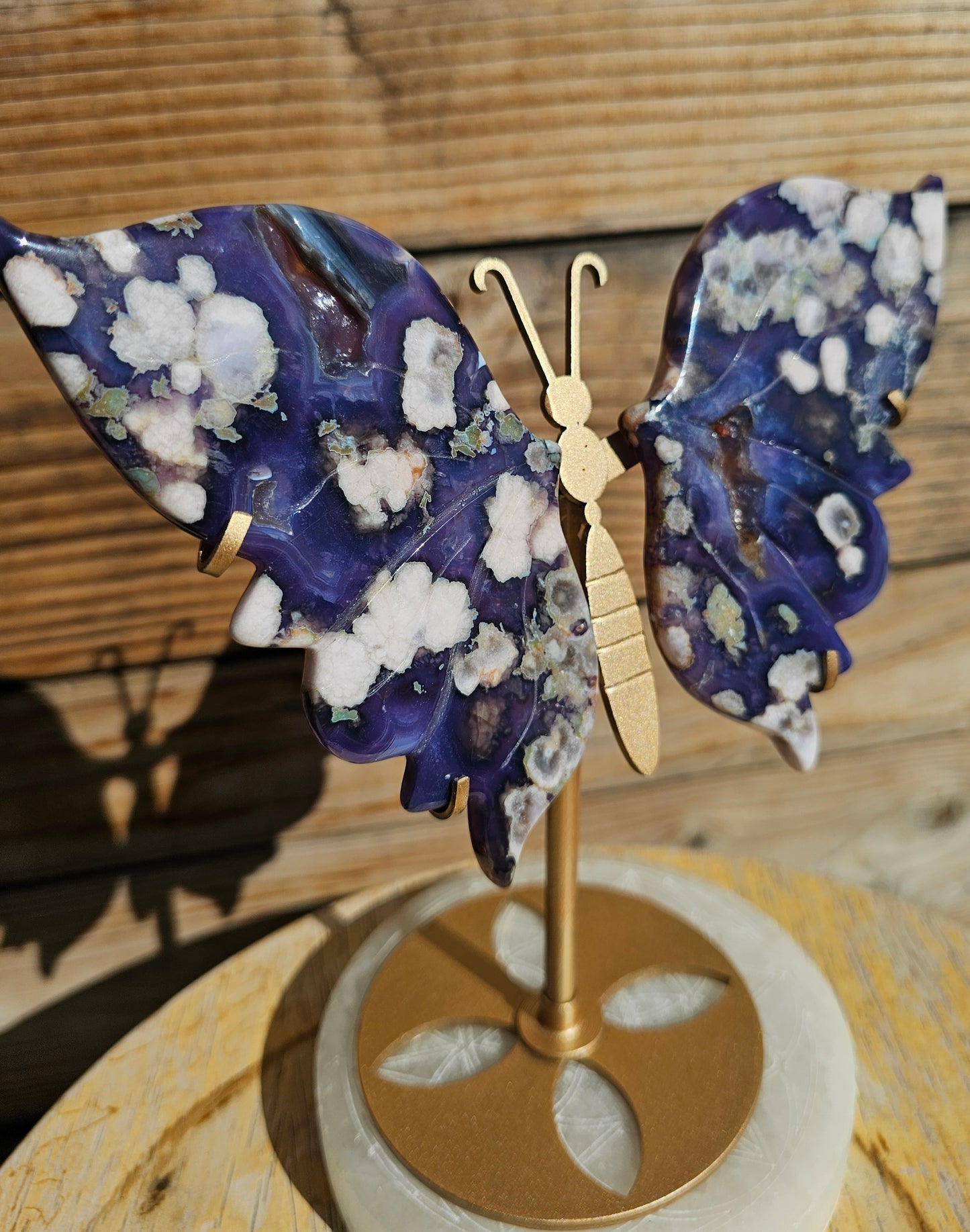 Large Black Flower Agate Butterfly