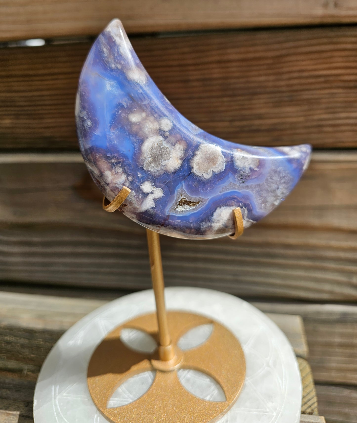 Blue Flower Agate Moon *B
