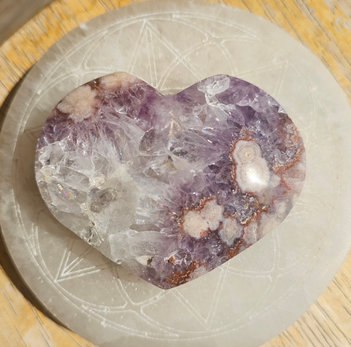 Pink Amethyst Flower Agate Heart #1