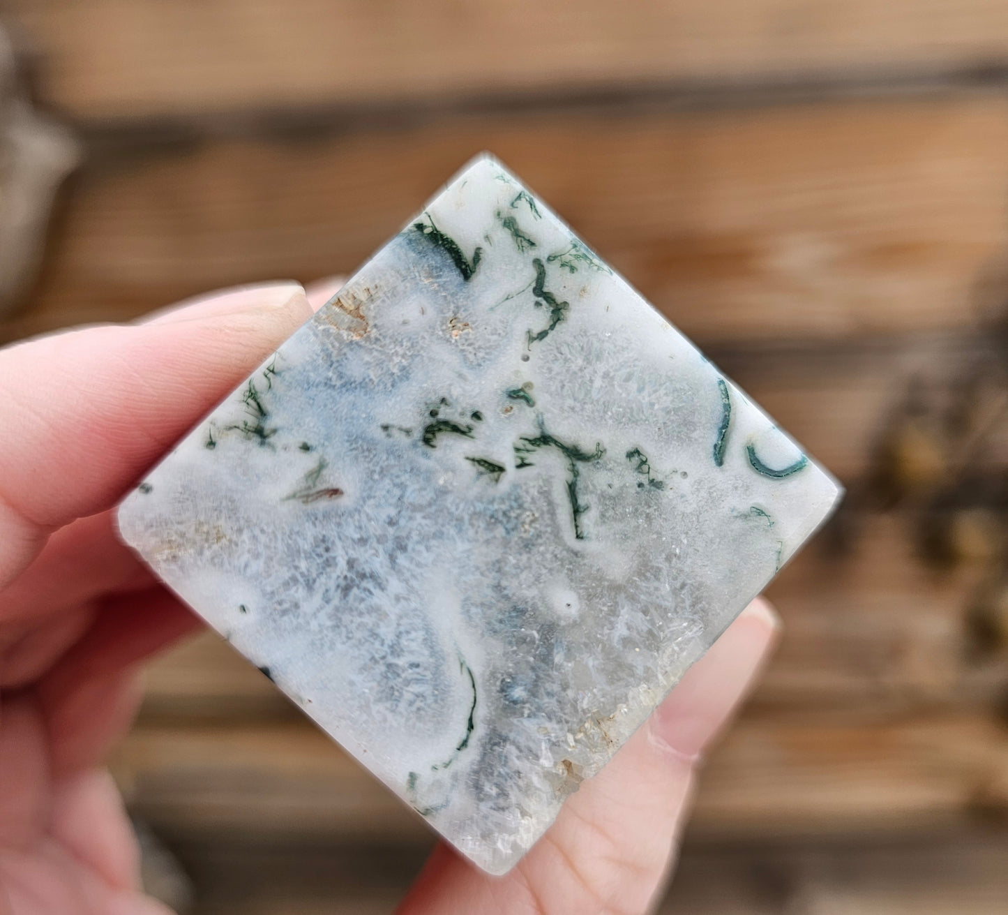 Druzy Moss Agate Cube *A