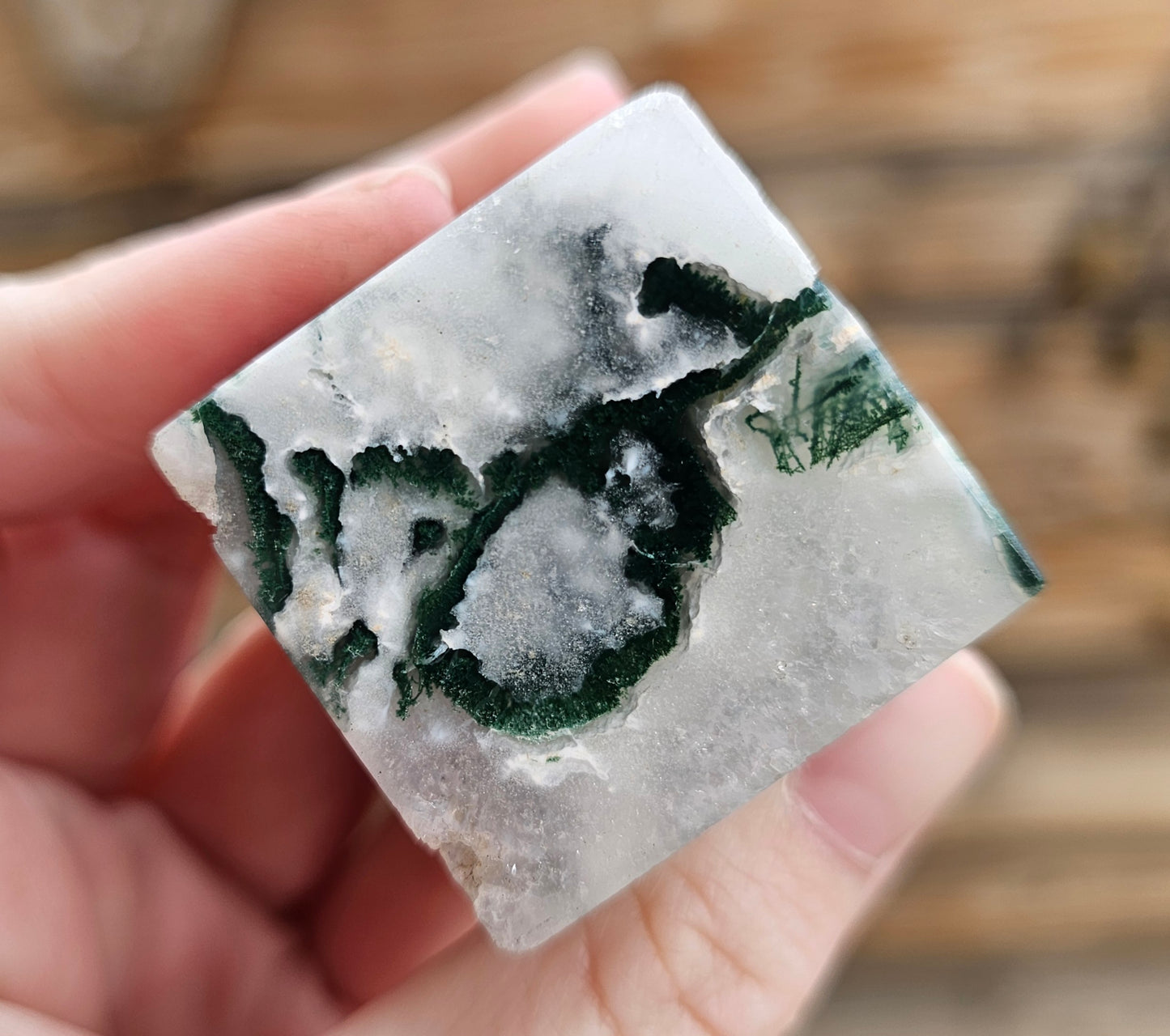 Druzy Moss Agate Cube *F
