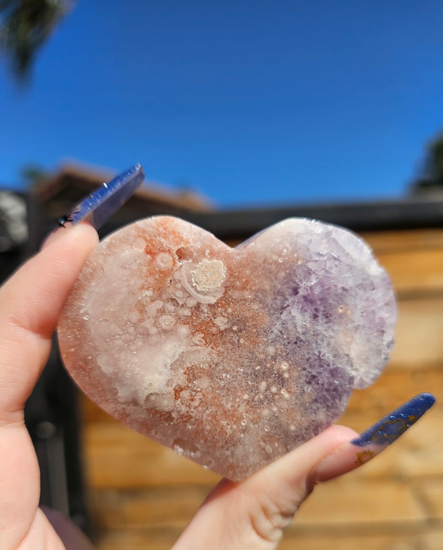 Amethyst-Flower Agate Heart #2