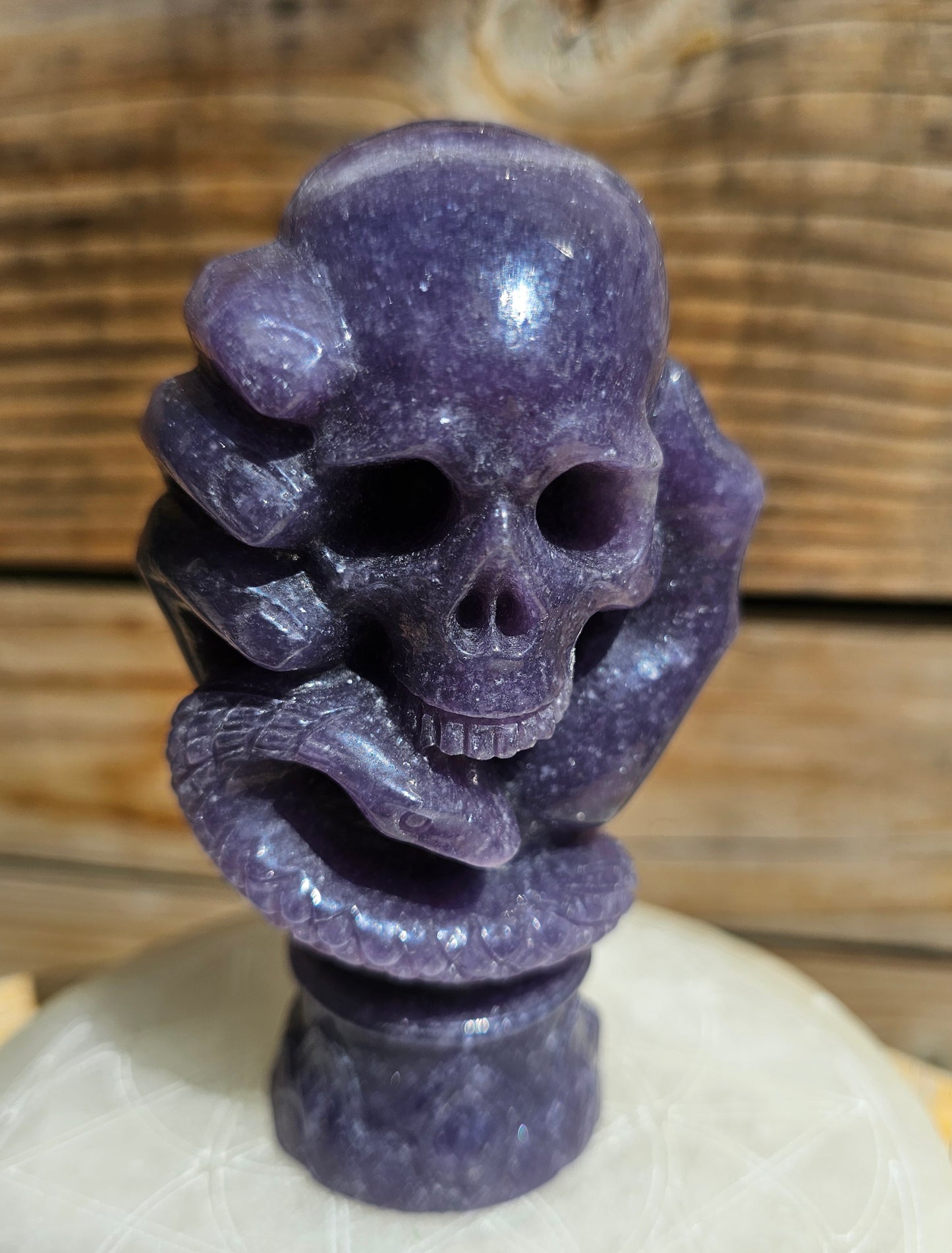 Large Lepidolite Skull Hand