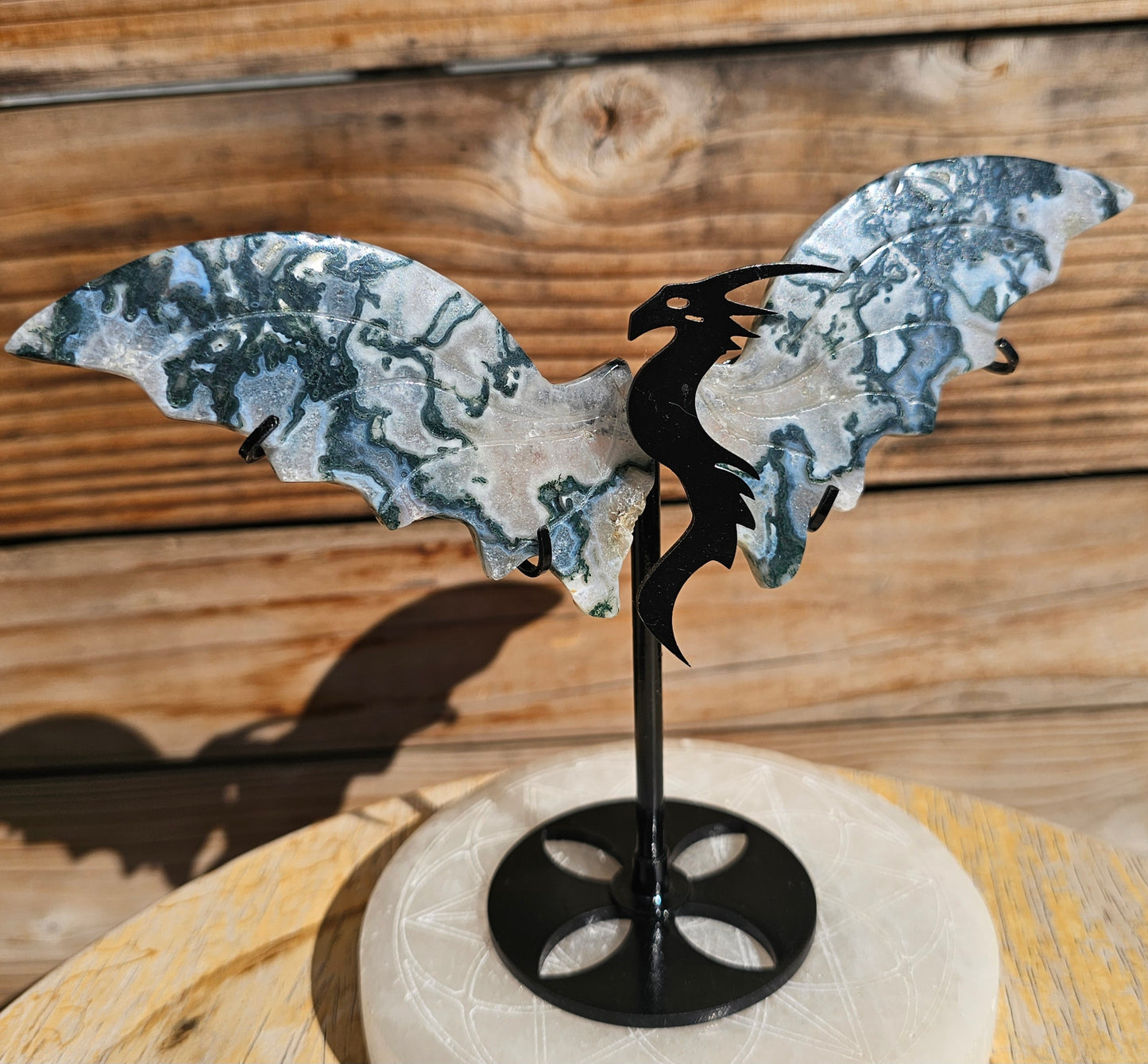 Moss Agate Dragon Wings
