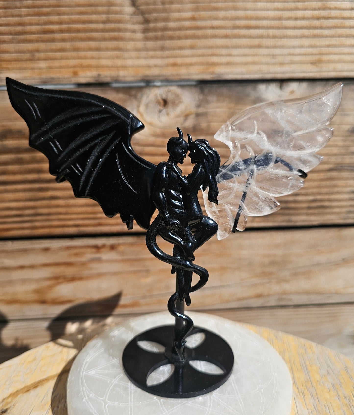 Black Obsidian-Clear Quartz Wings