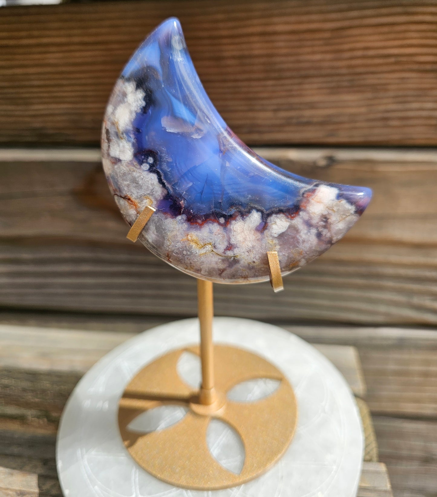 Blue Flower Agate Moon *C