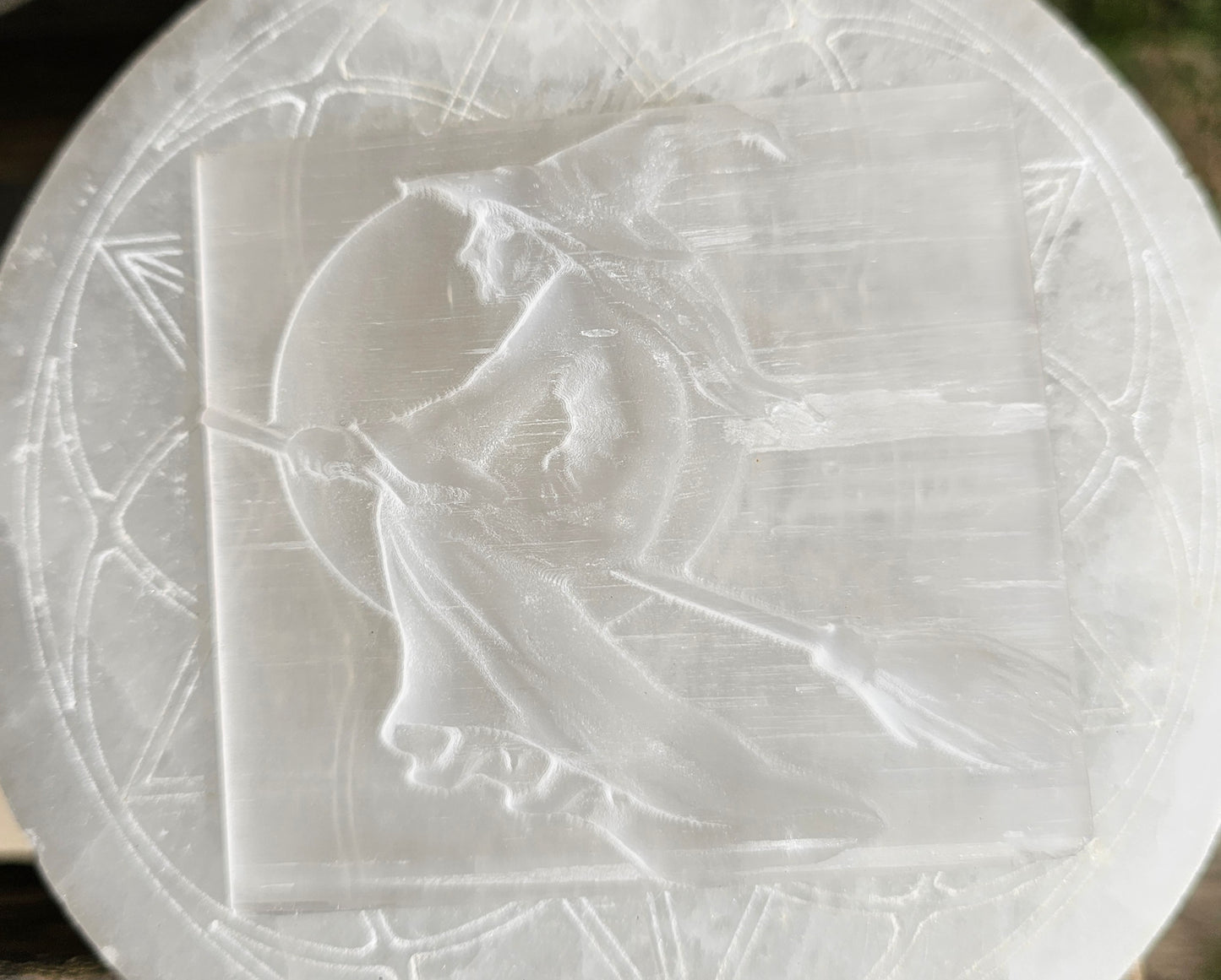 Satin Spar-Selenite Witch Slab