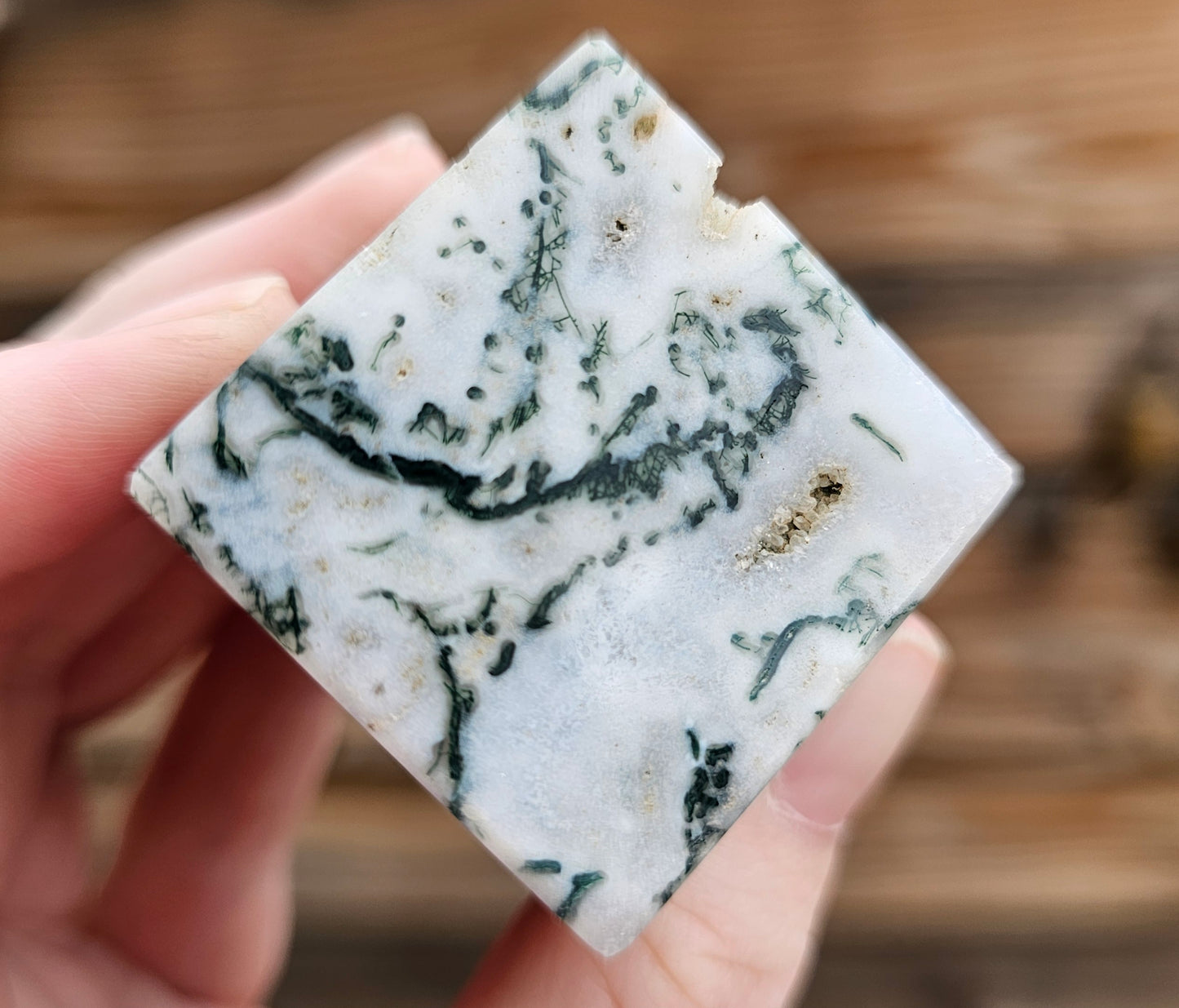 Druzy Moss Agate Cube *A