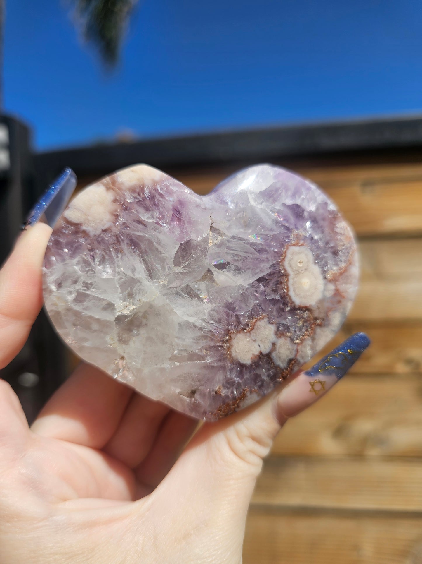 Pink Amethyst Flower Agate Heart #1