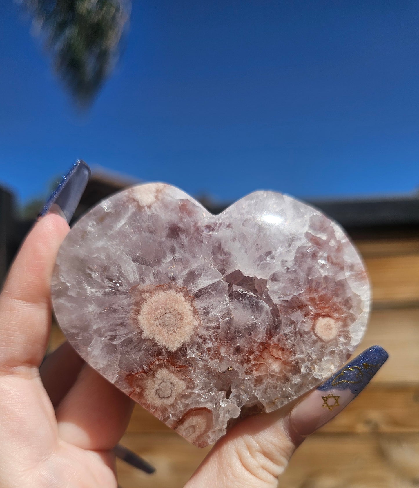 Pink Amethyst-Flower Agate Heart #2