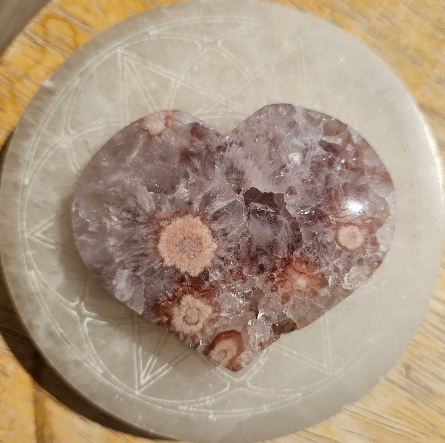 Pink Amethyst-Flower Agate Heart #2