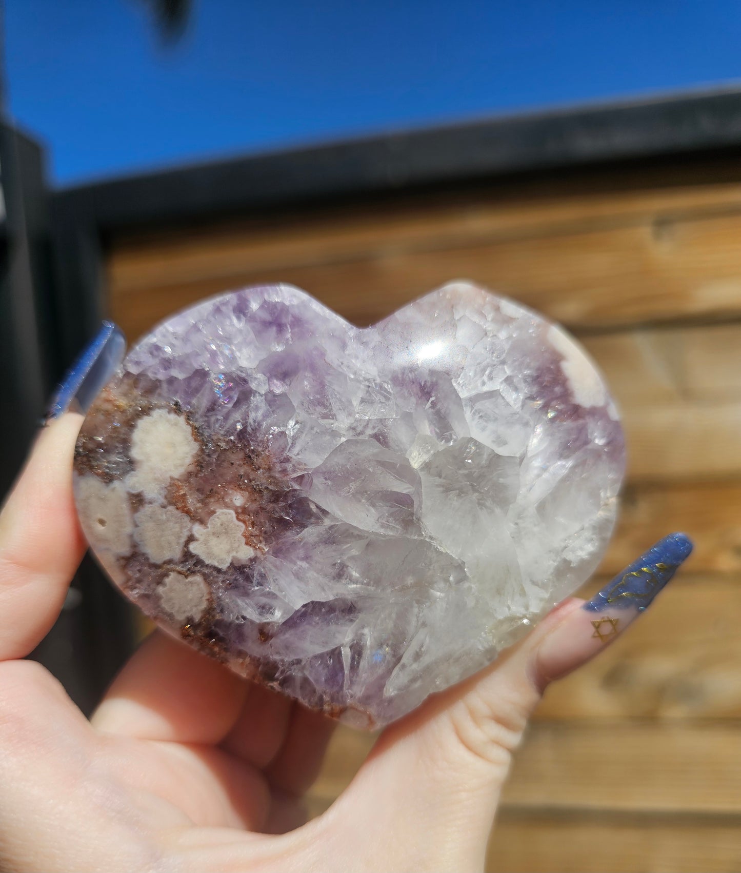 Pink Amethyst Flower Agate Heart #1