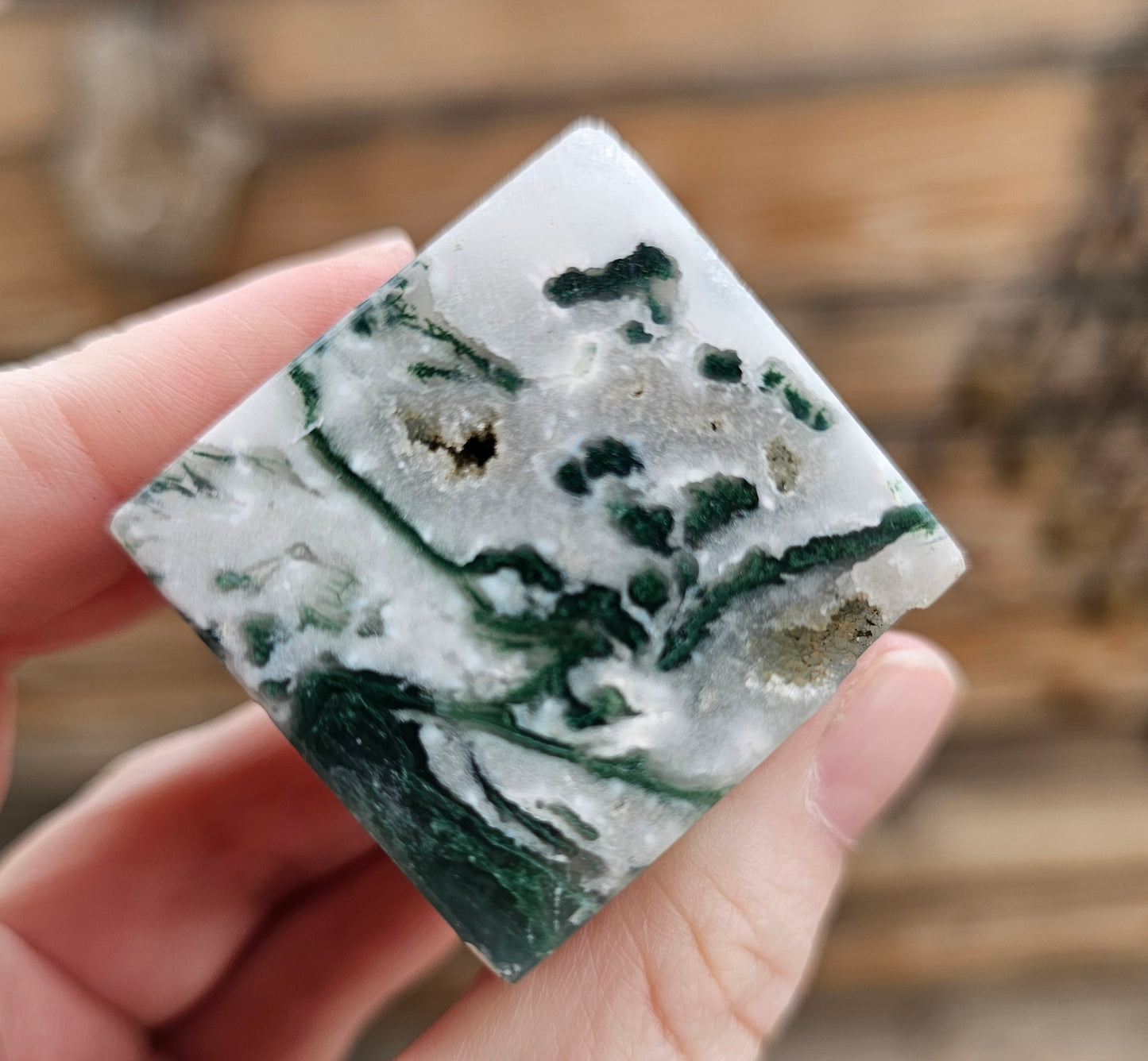 Druzy Moss Agate Cube *F