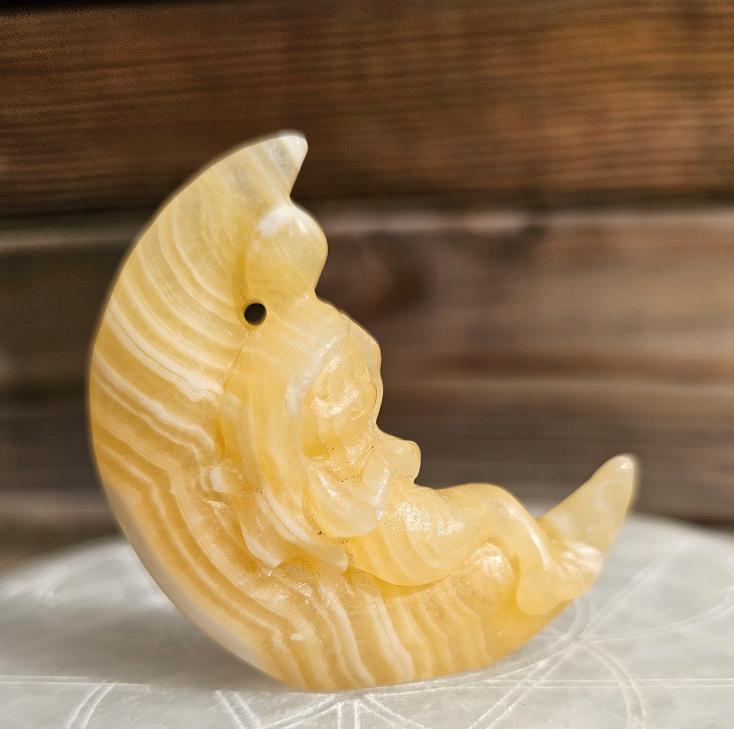 Orange Calcite Mermaid On Moon