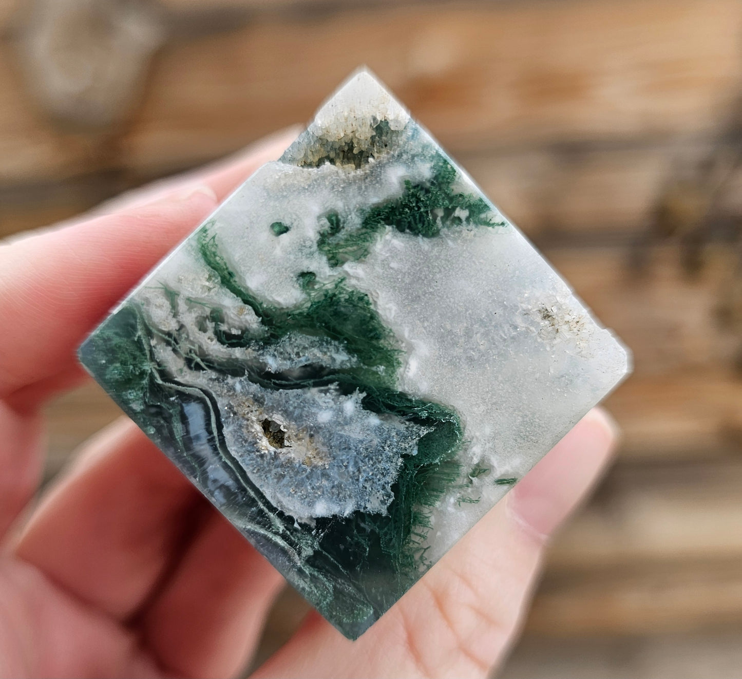 Druzy Moss Agate Cube *F