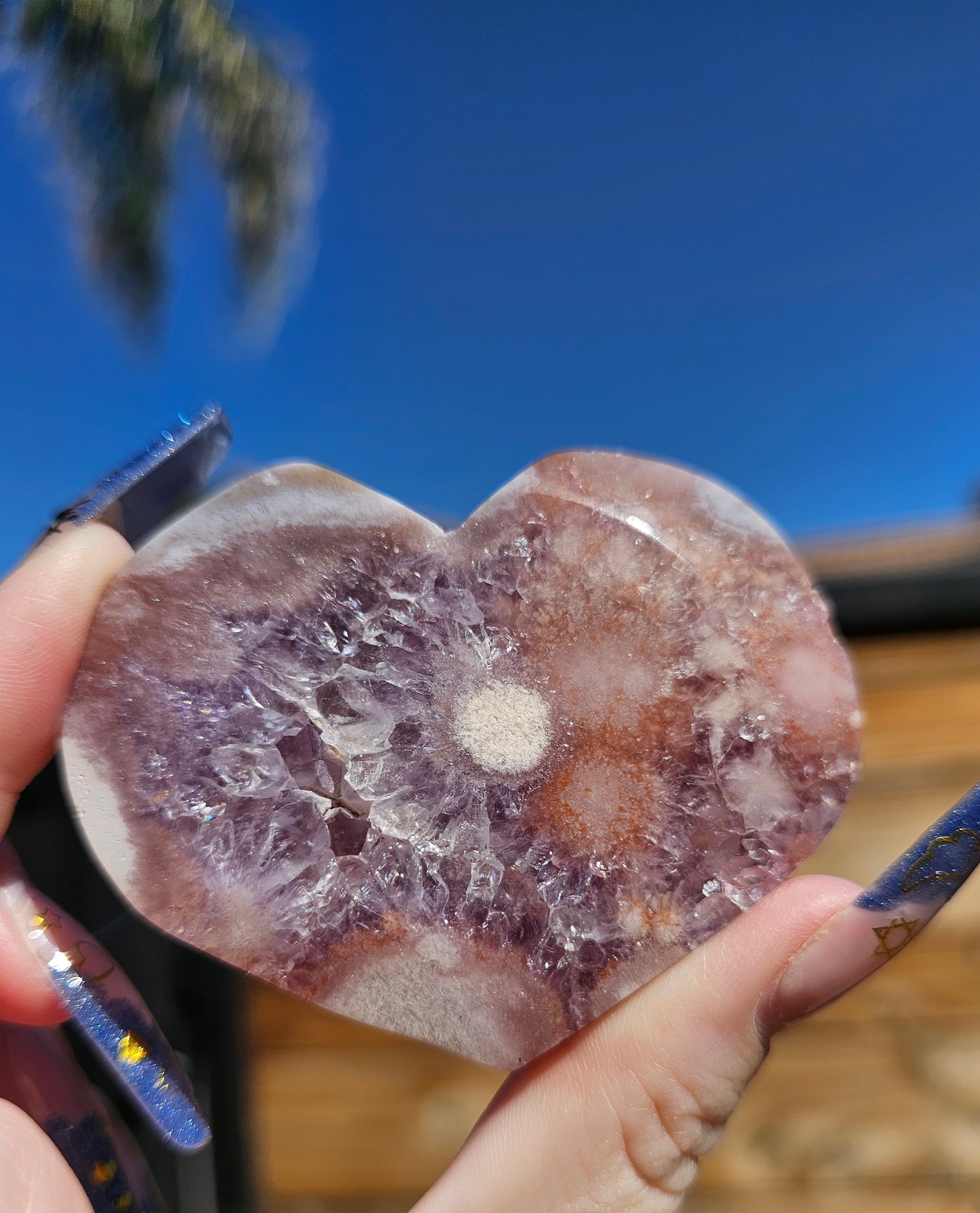 Amethyst-Flower Agate Heart #3