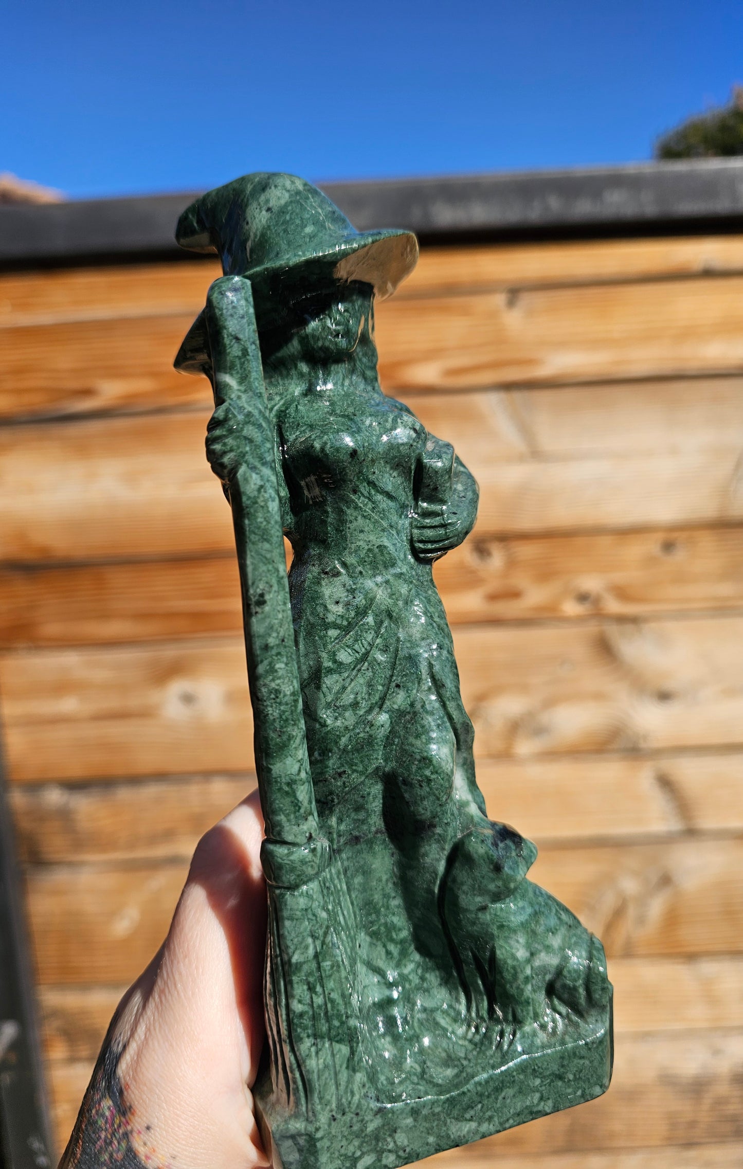 XL Polished Green Jade Witch