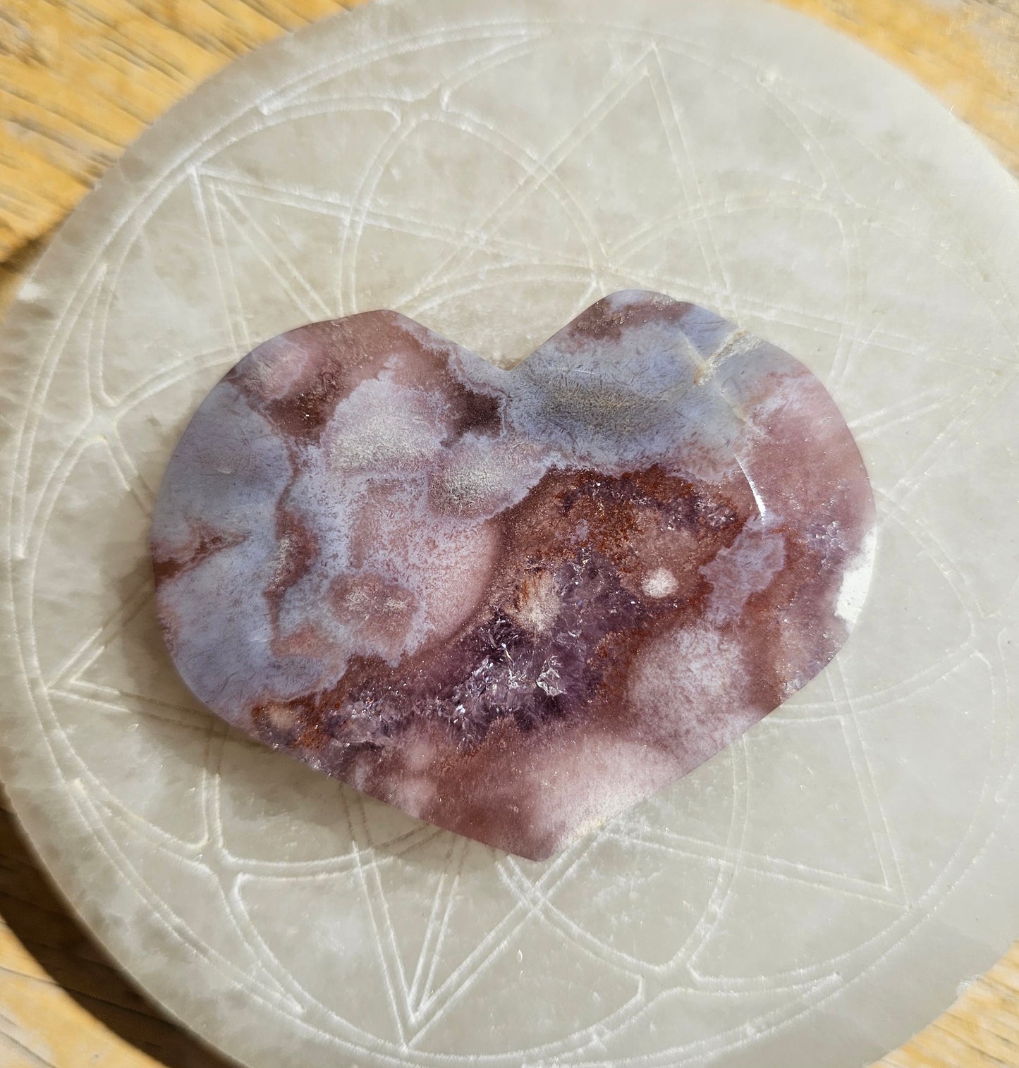 Amethyst-Flower Agate Heart #3