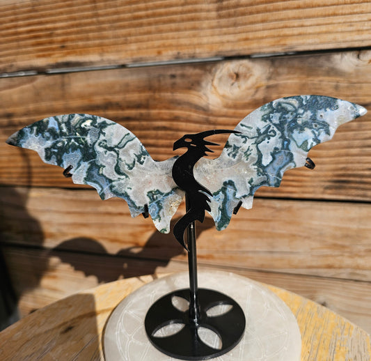 Moss Agate Dragon Wings