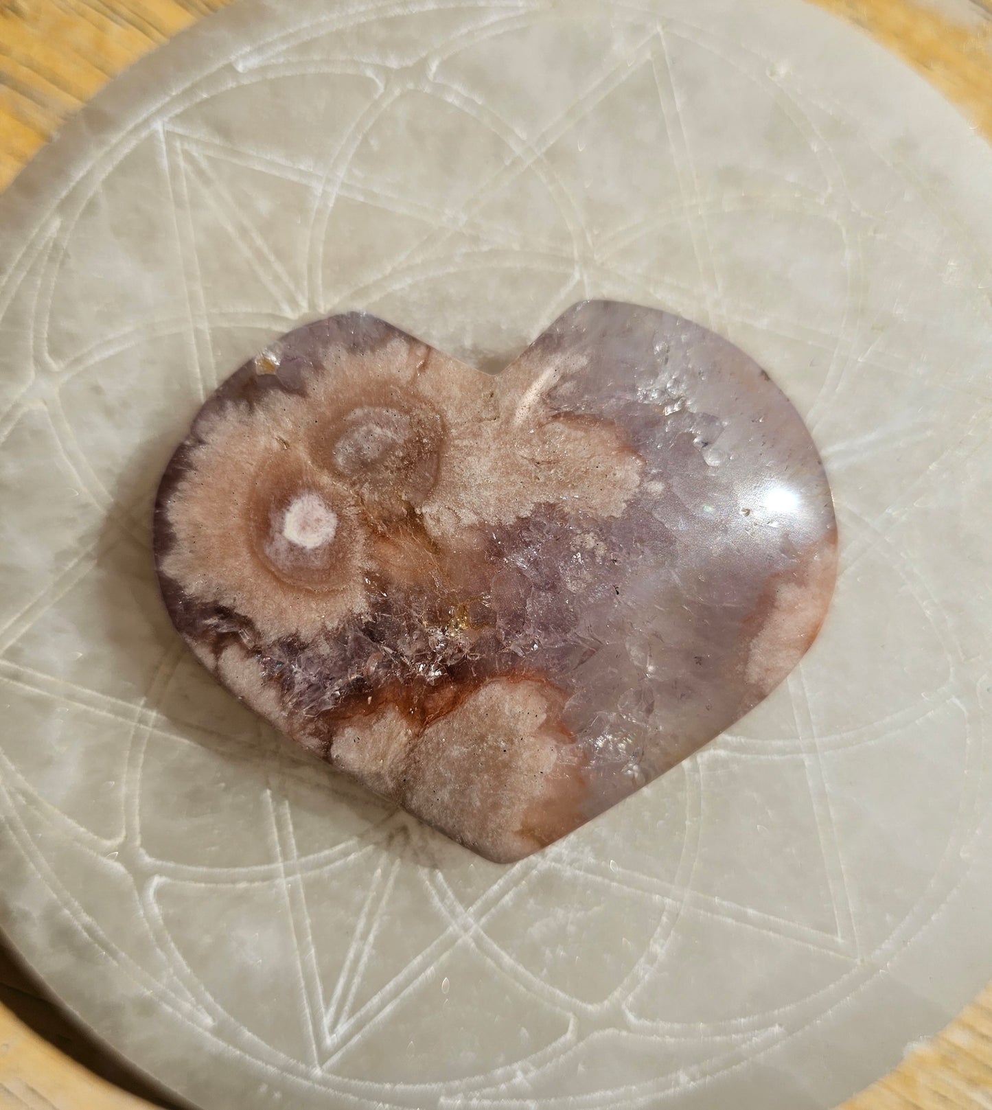 Amethyst-Flower Agate Heart #4