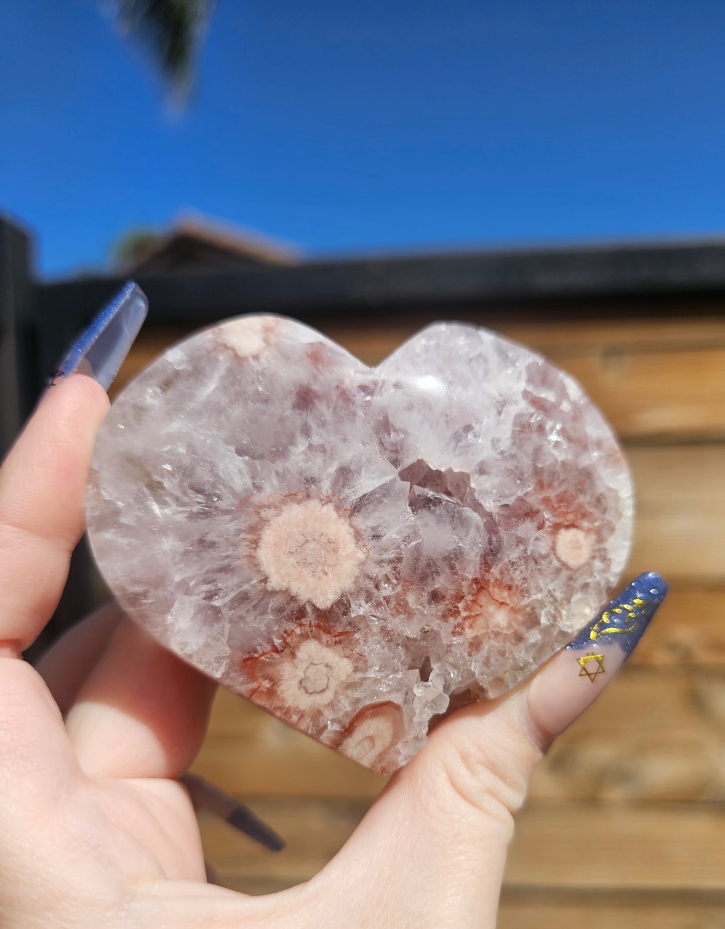 Pink Amethyst-Flower Agate Heart #2