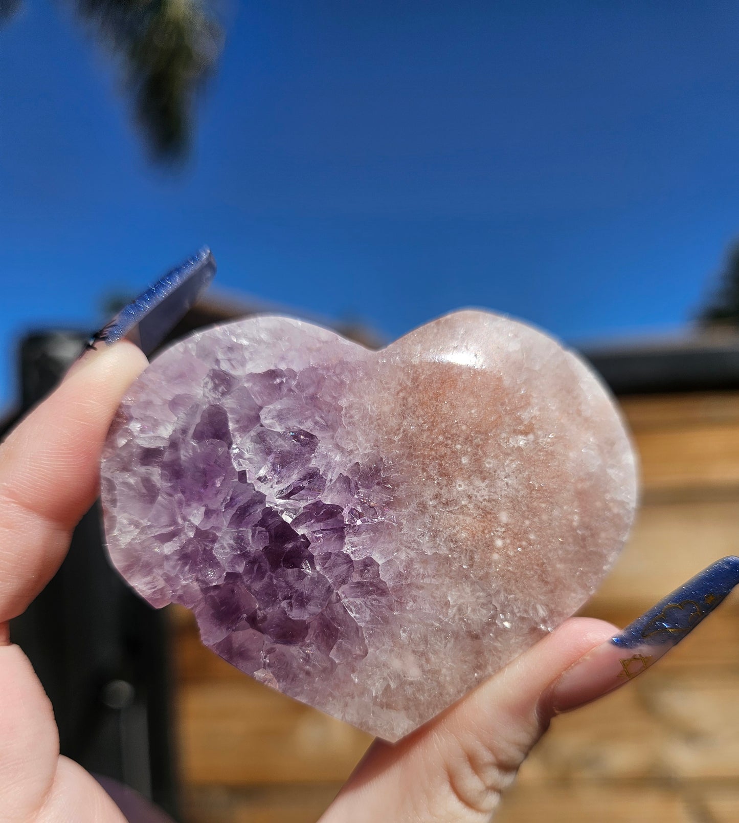 Amethyst-Flower Agate Heart #2