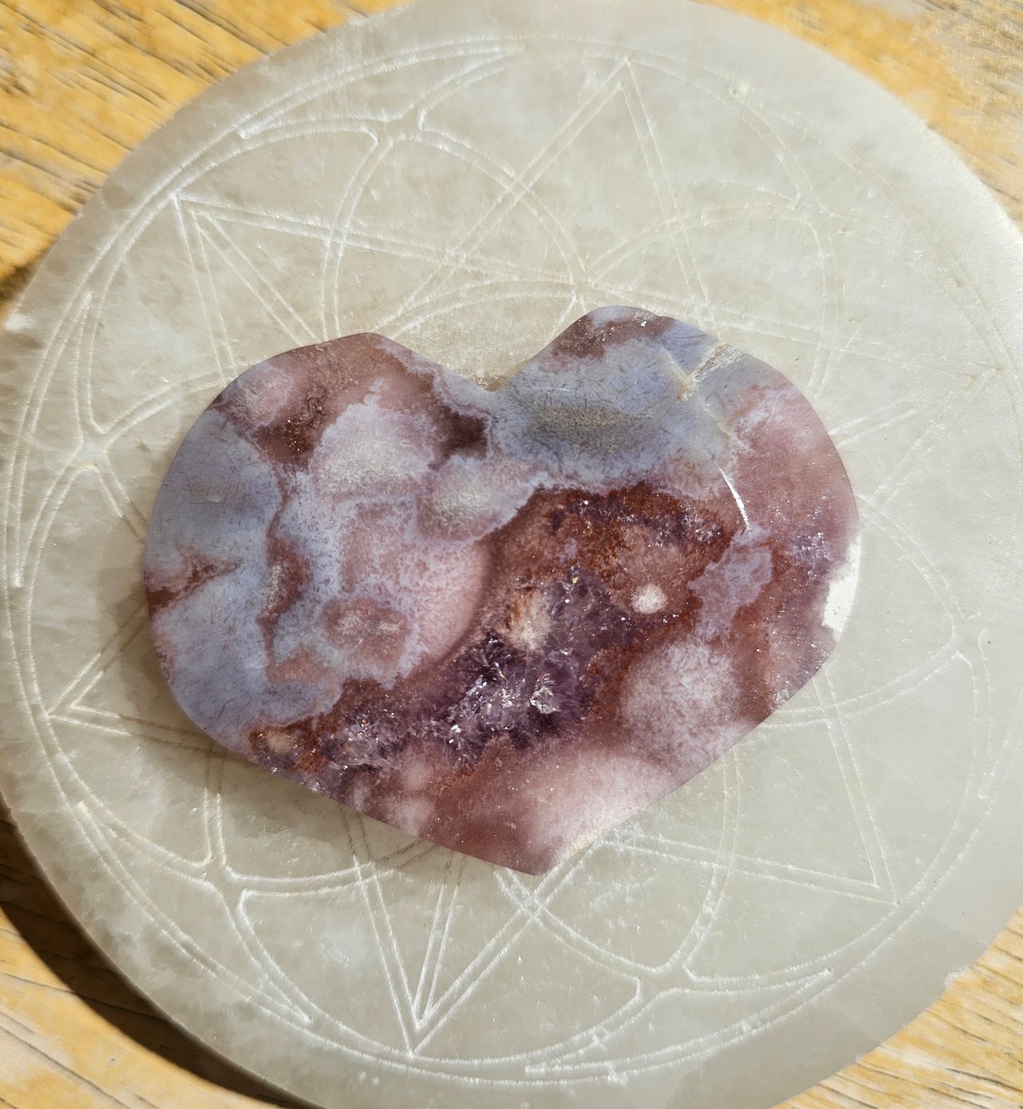 Amethyst-Flower Agate Heart #3
