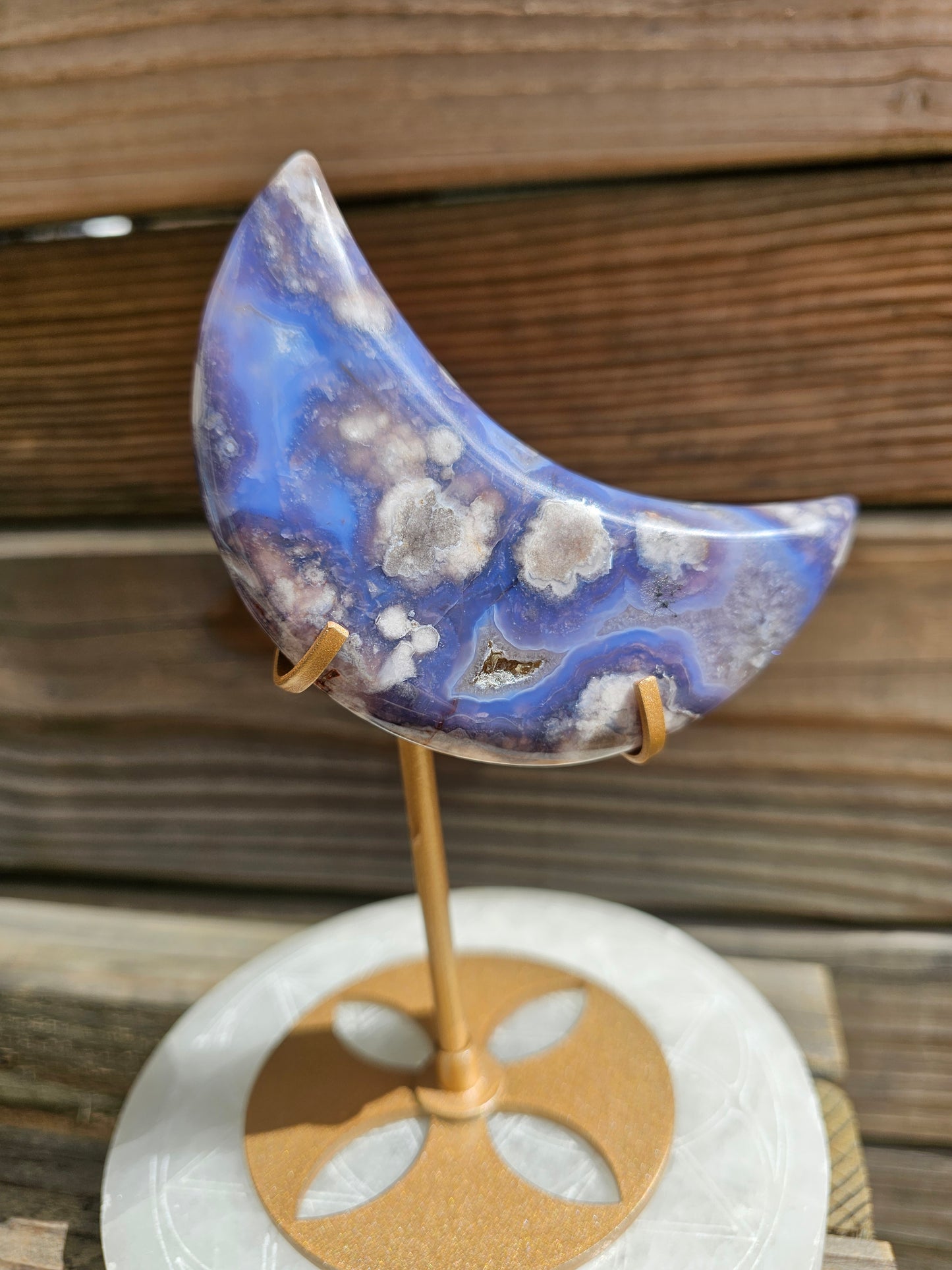 Blue Flower Agate Moon *B