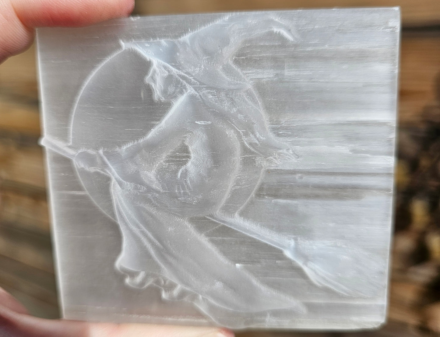 Satin Spar-Selenite Witch Slab