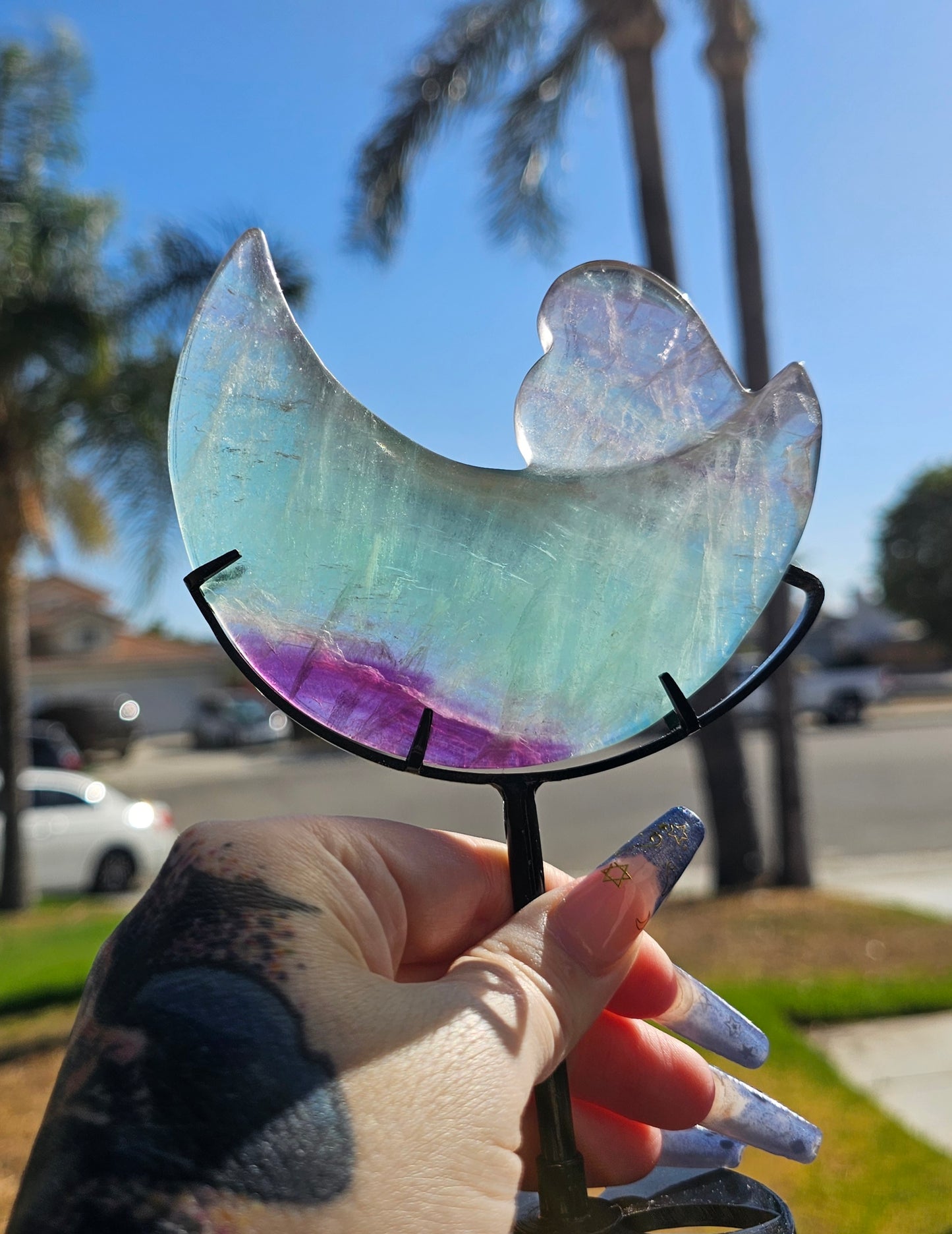 Watermelon Fluorite Moon
