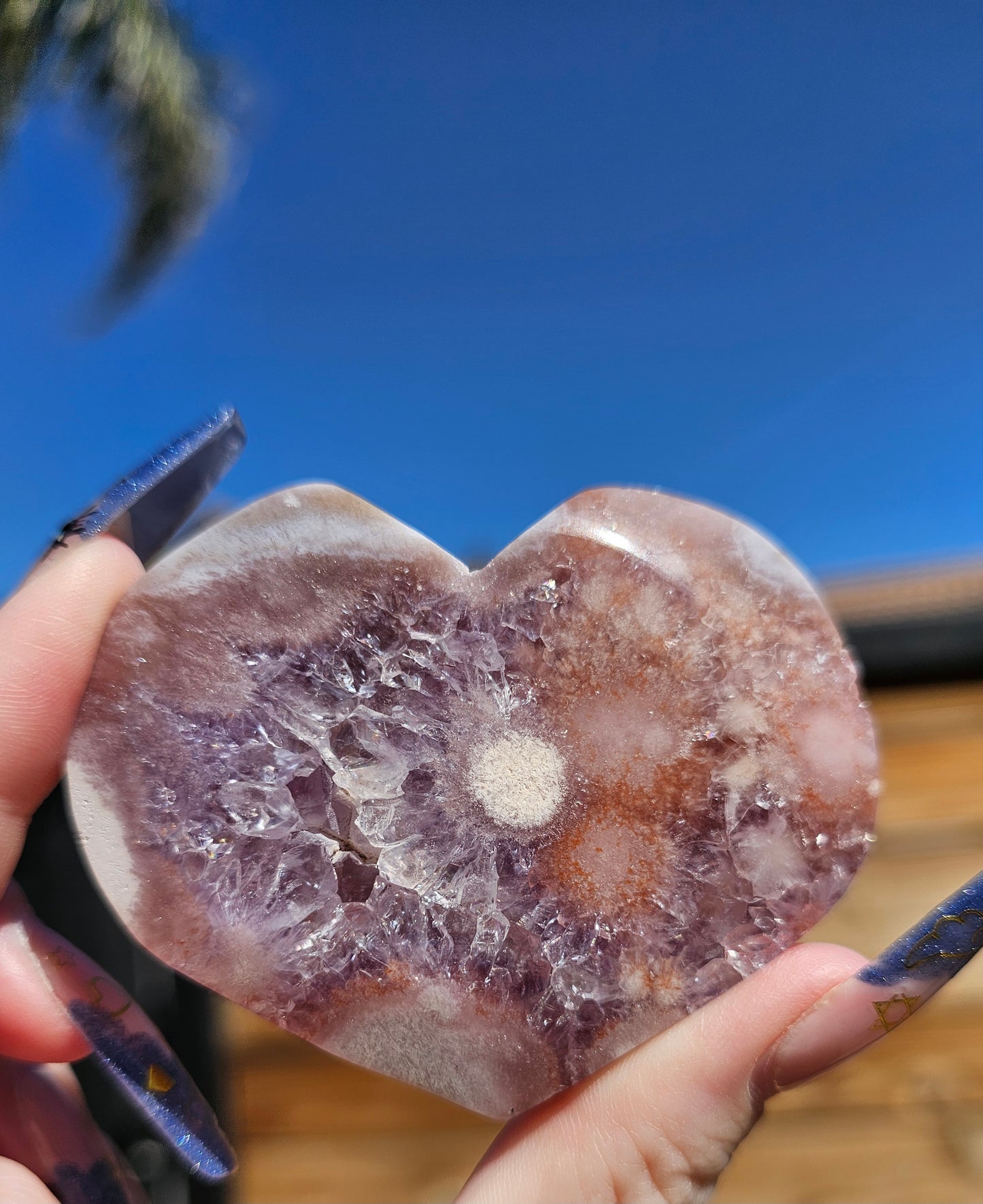 Amethyst-Flower Agate Heart #3