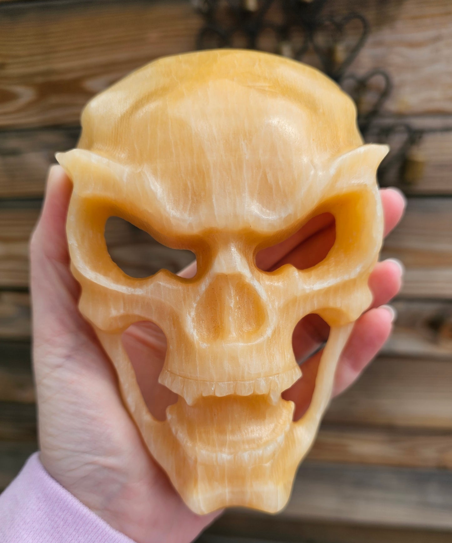 XL Orange Calcite Skull Mask
