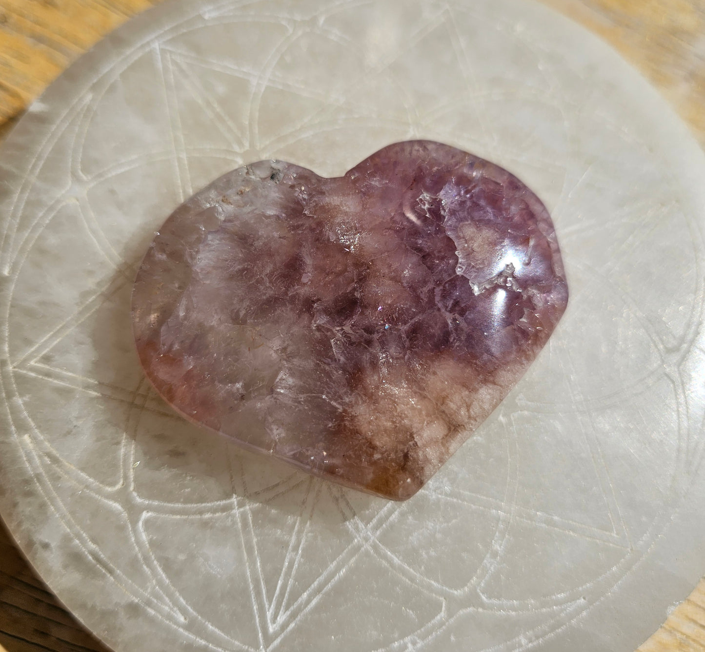 Amethyst-Flower Agate Heart #4