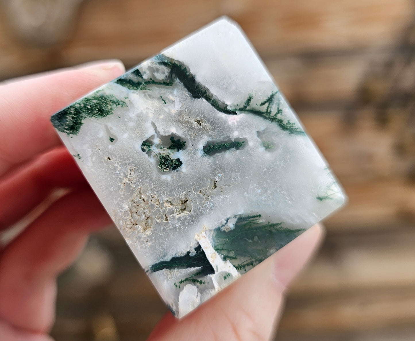 Druzy Moss Agate Cube *F