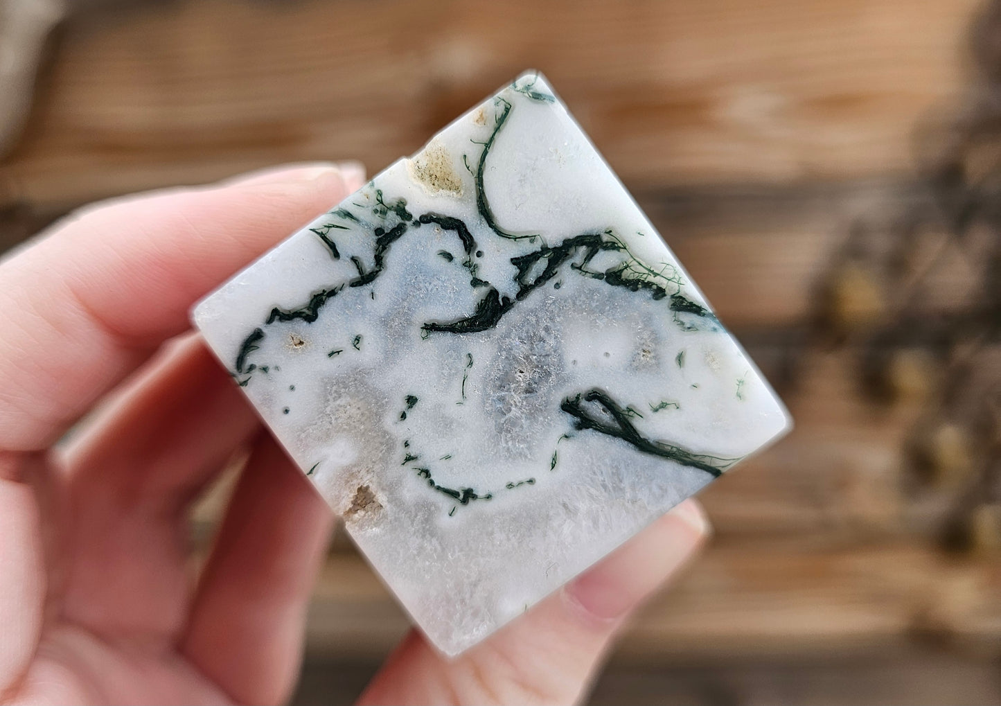 Druzy Moss Agate Cube *A